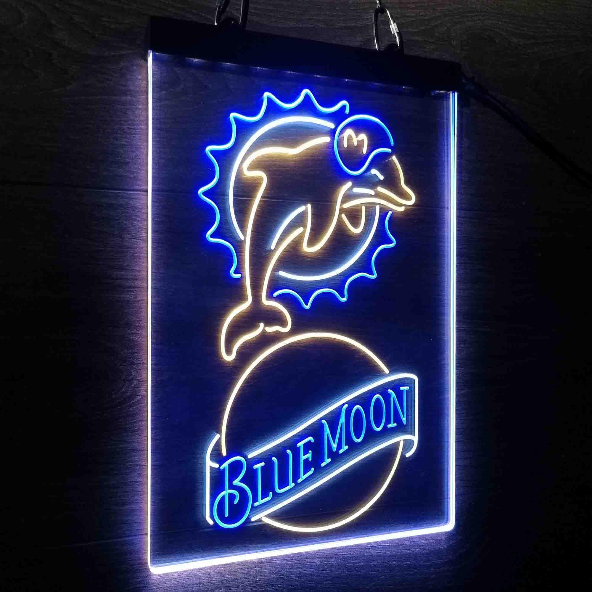 Miami Dolphins Blue Moon Bar Led Light Sign