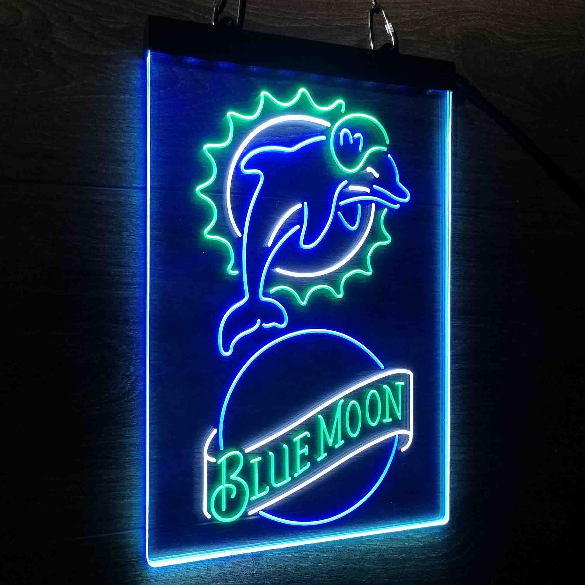 Miami Dolphins Blue Moon Bar Led Light Sign