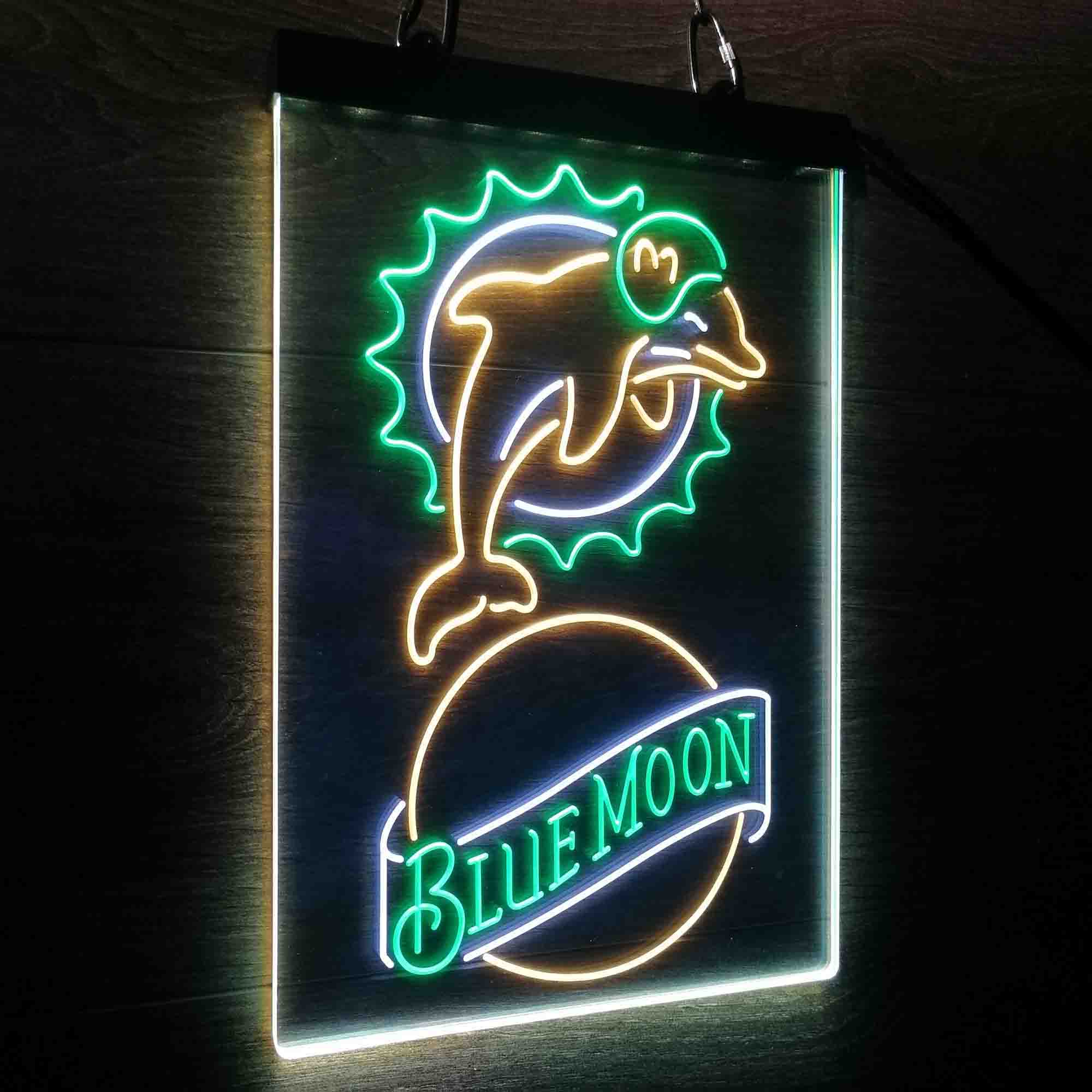 Miami Dolphins Blue Moon Bar Led Light Sign