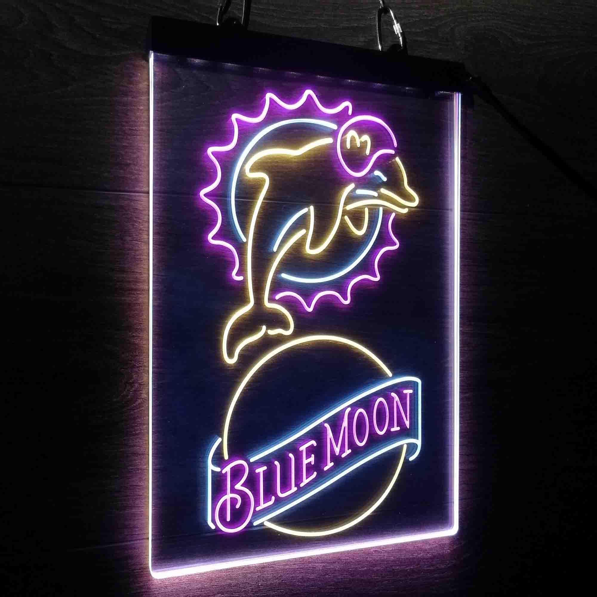 Miami Dolphins Blue Moon Bar Led Light Sign