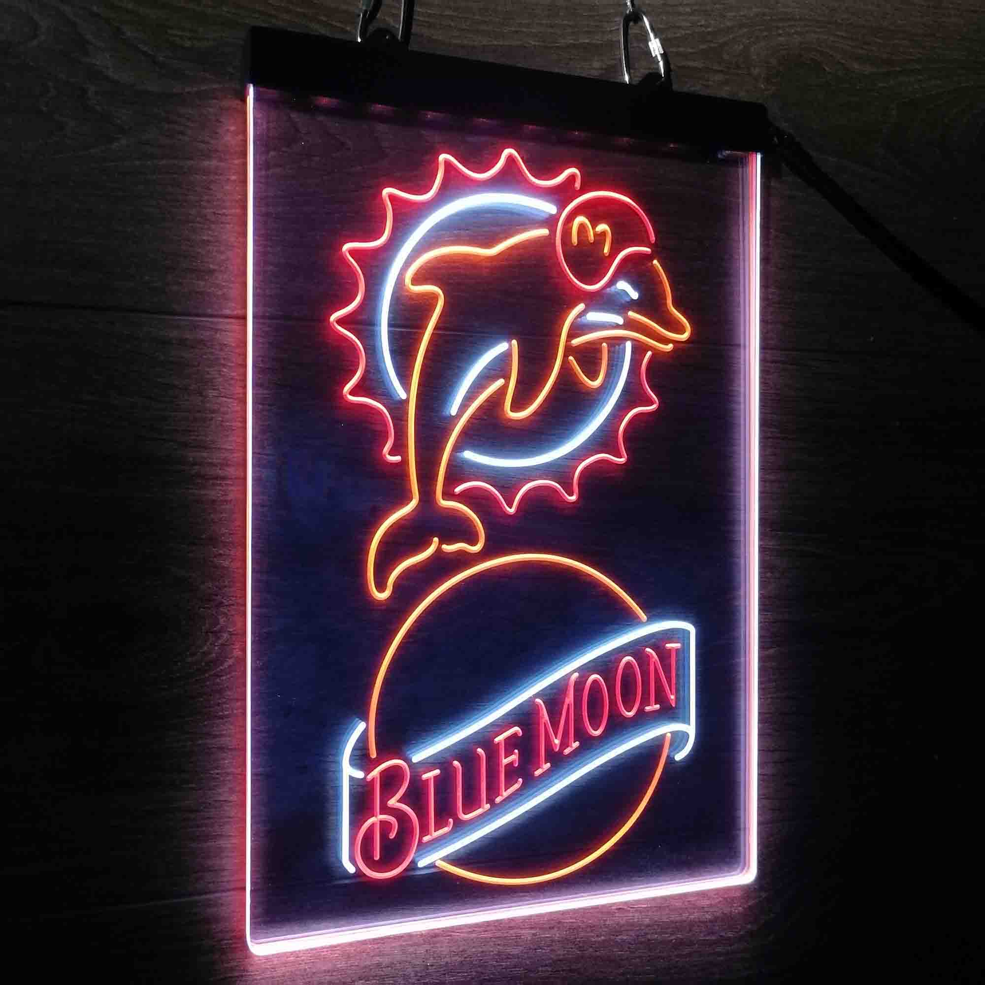 Miami Dolphins Blue Moon Bar Led Light Sign