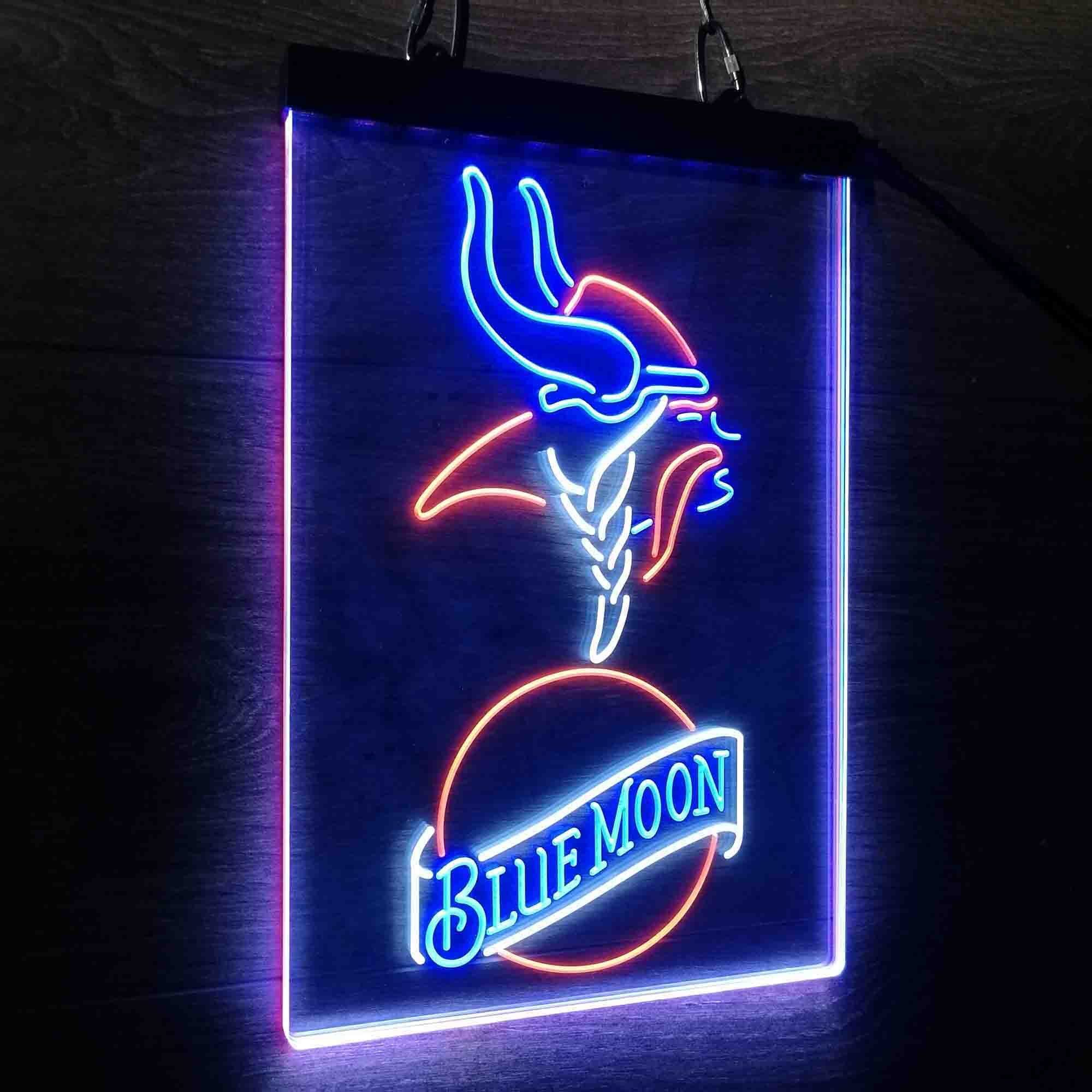 Minnesota Vikings Blue Moon Bar Neon LED Light Sign