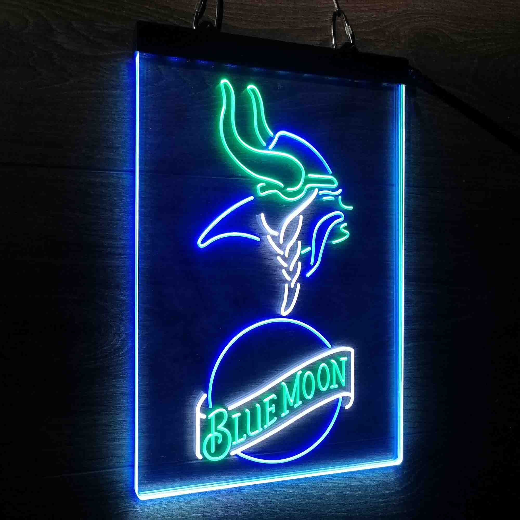 Minnesota Vikings Blue Moon Bar Neon LED Light Sign