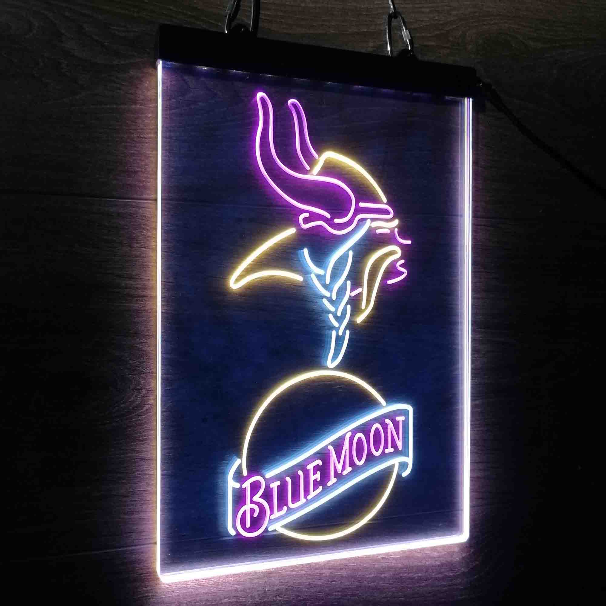 Blue Moon Bar Minnesota Vikings Est. 1961 Neon LED Light Sign 