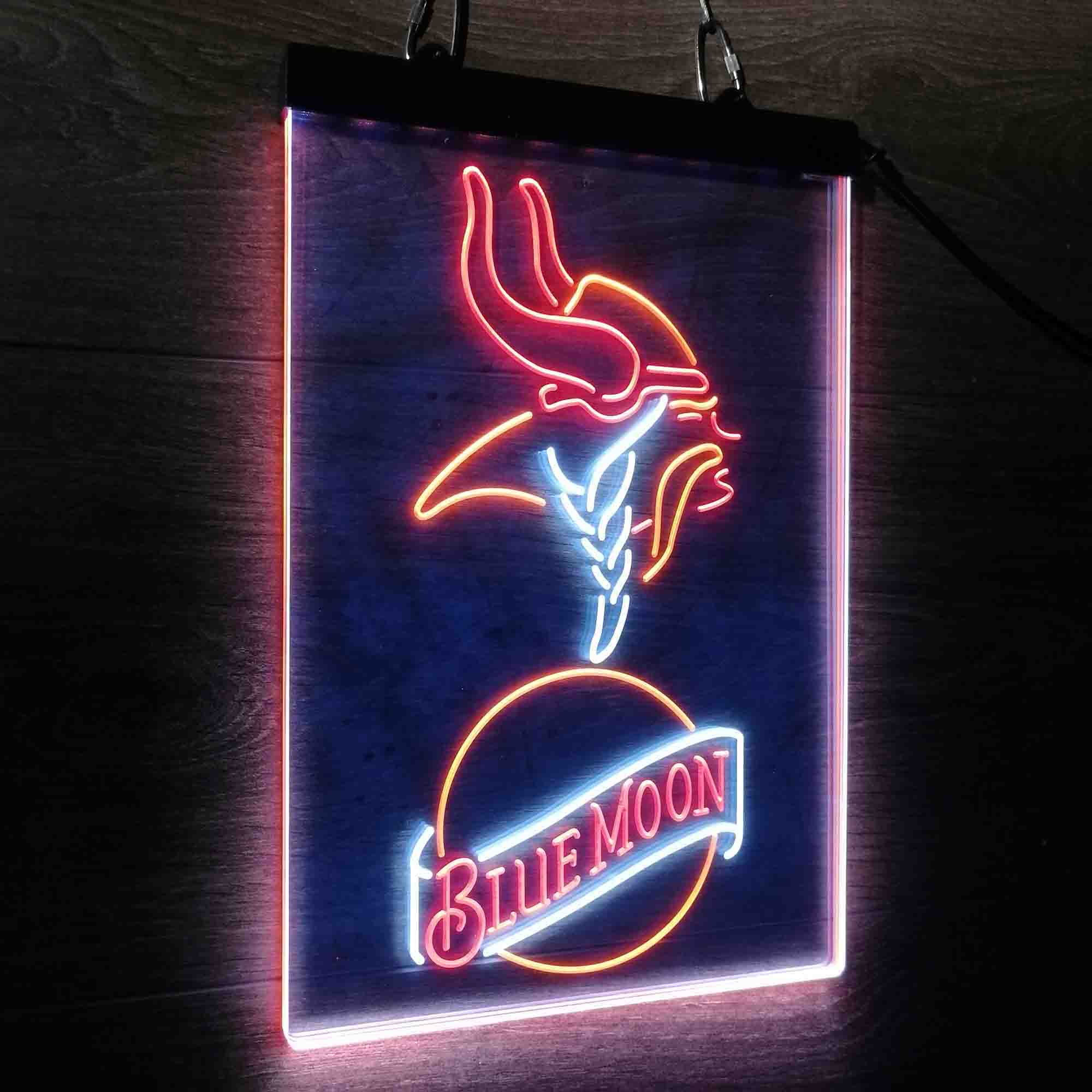 Minnesota Vikings Blue Moon Bar Neon LED Light Sign