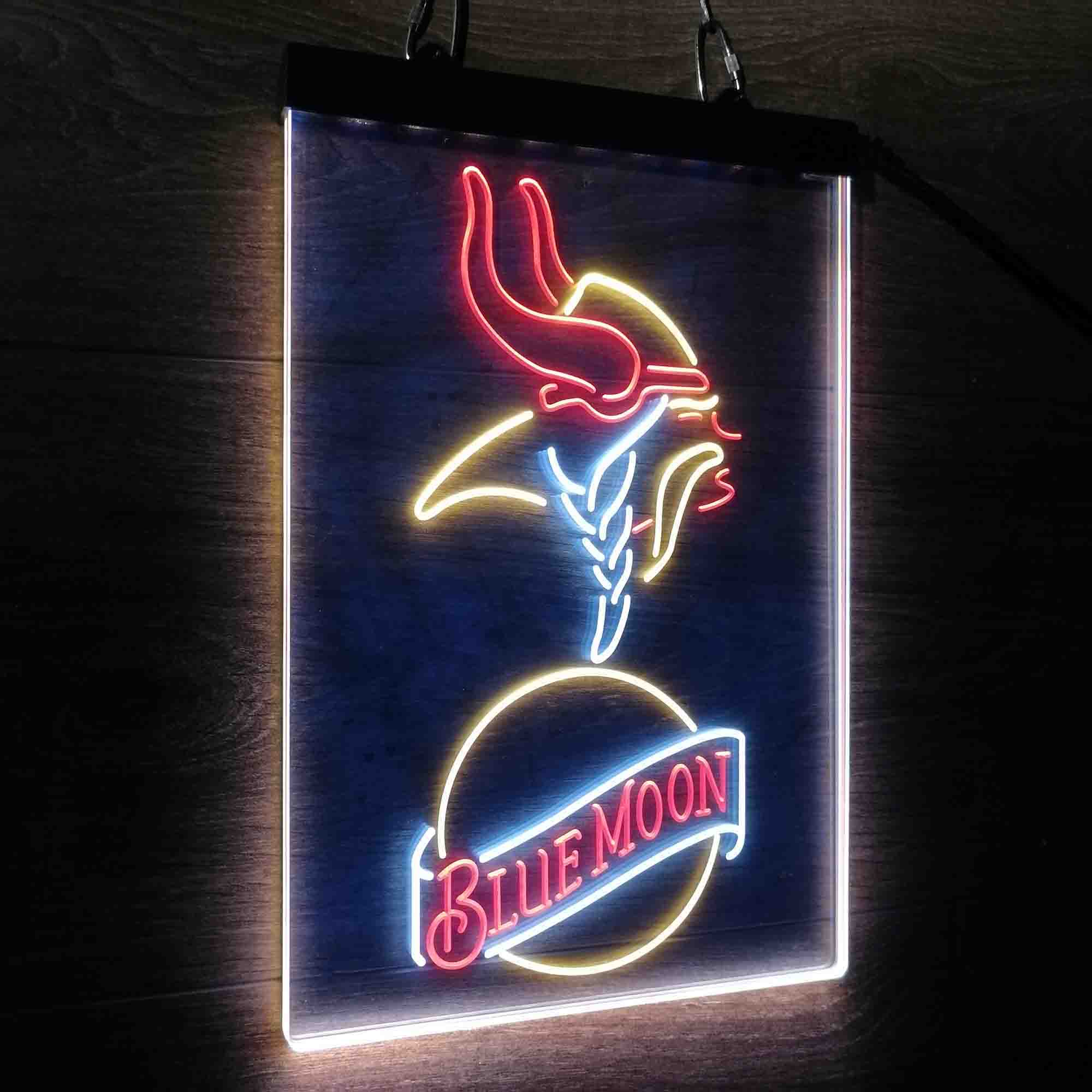 Minnesota Vikings Blue Moon Bar Neon LED Light Sign