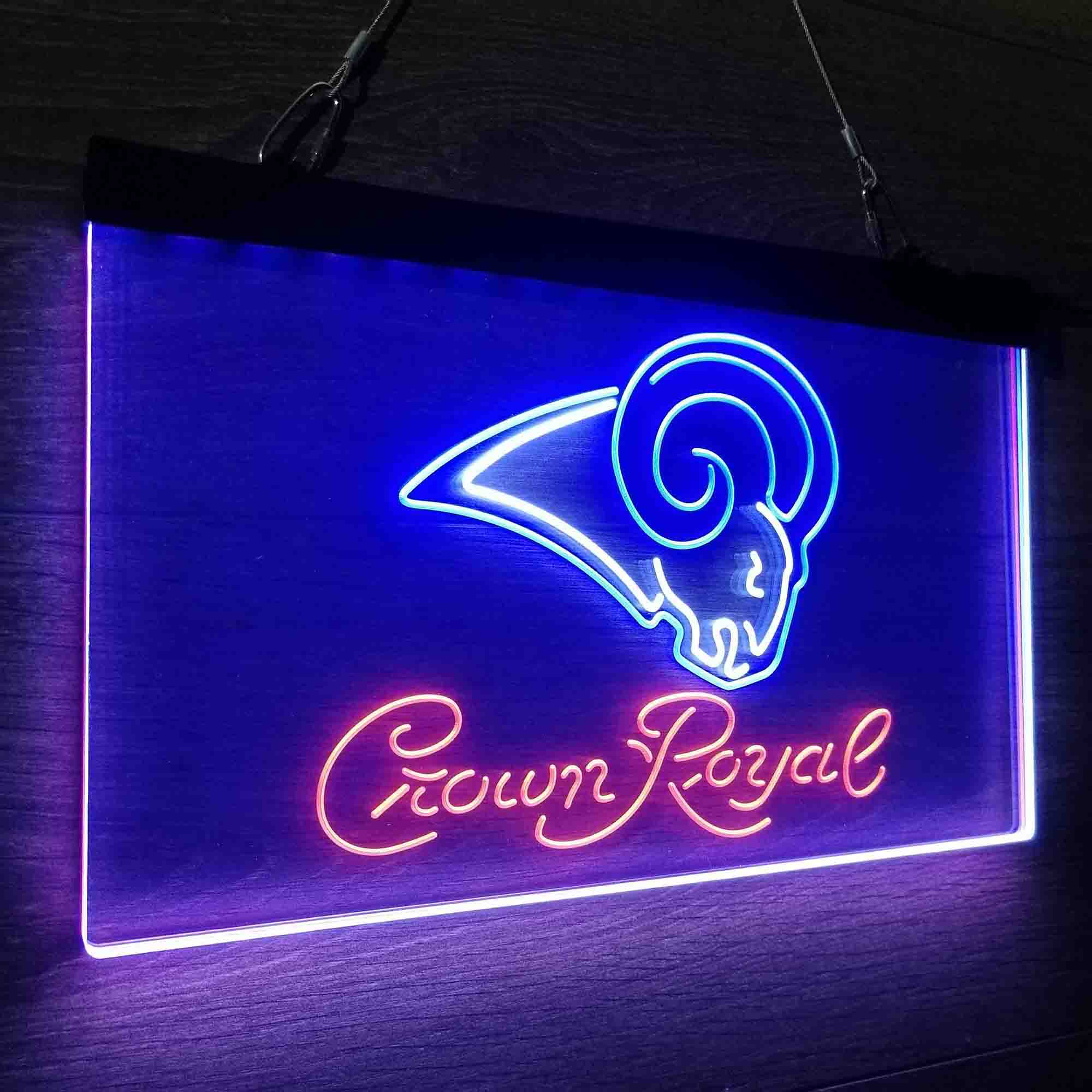 Crown Royal Bar Los Angeles Rams Neon LED Sign 3 Colors