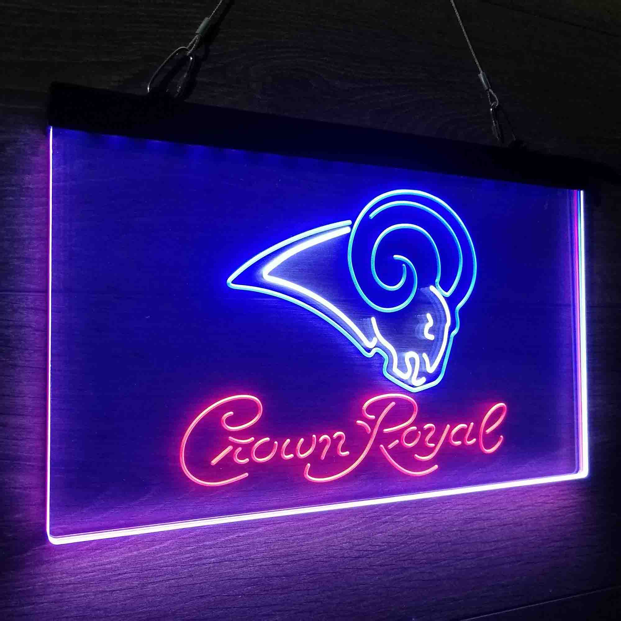 Crown Royal Bar Los Angeles Rams Neon LED Sign 3 Colors