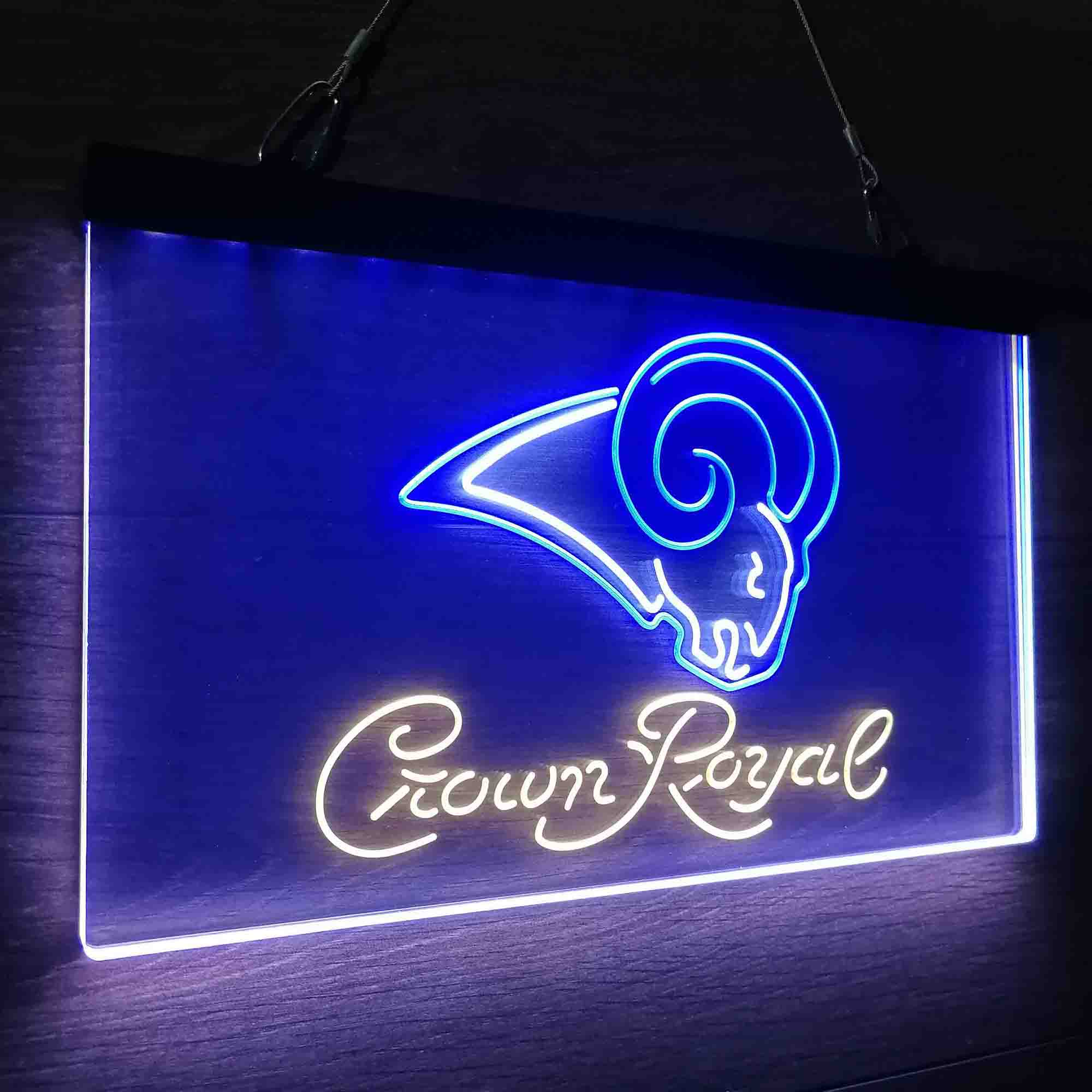 Crown Royal Bar Los Angeles Rams Neon LED Sign 3 Colors