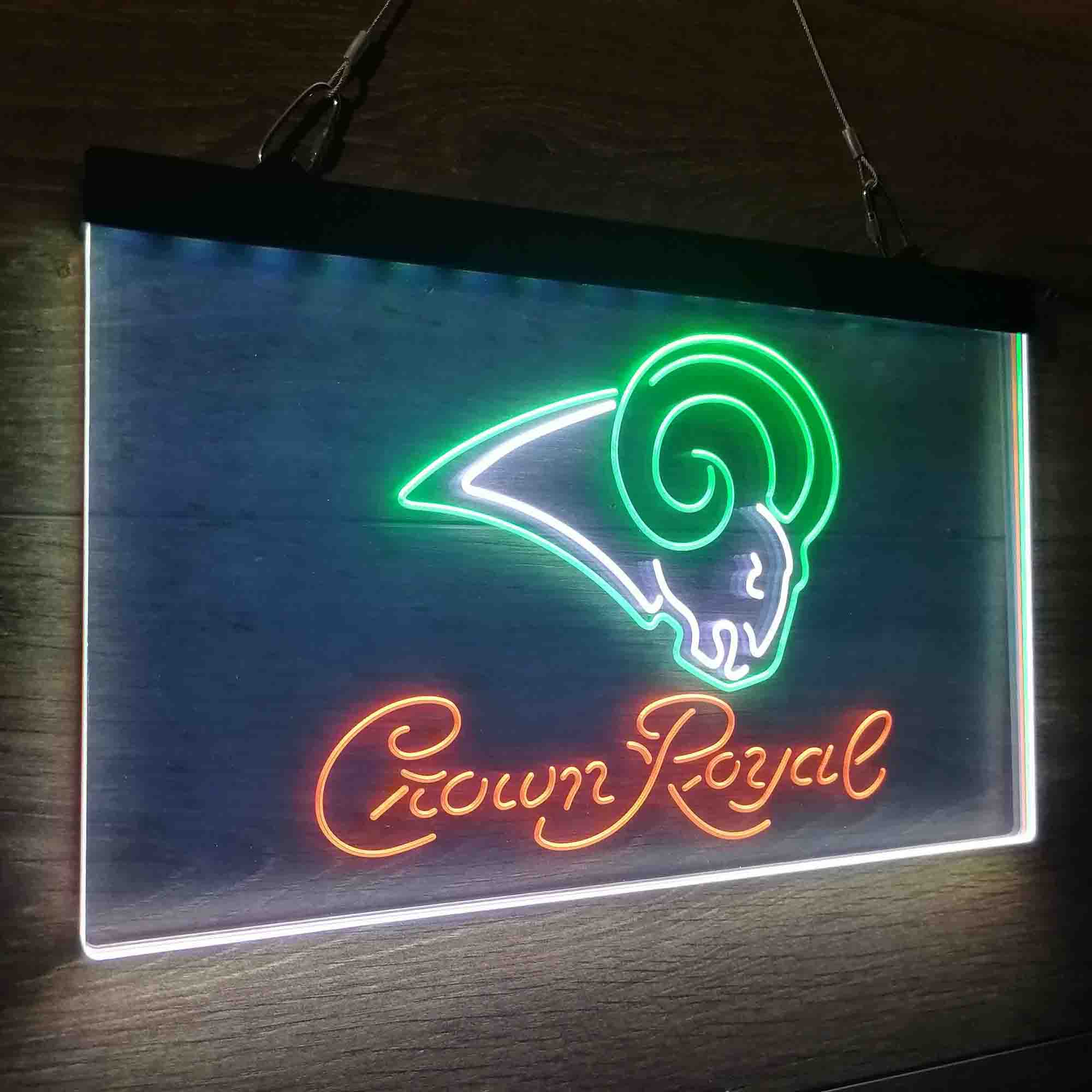 Crown Royal Bar Los Angeles Rams Neon LED Sign 3 Colors