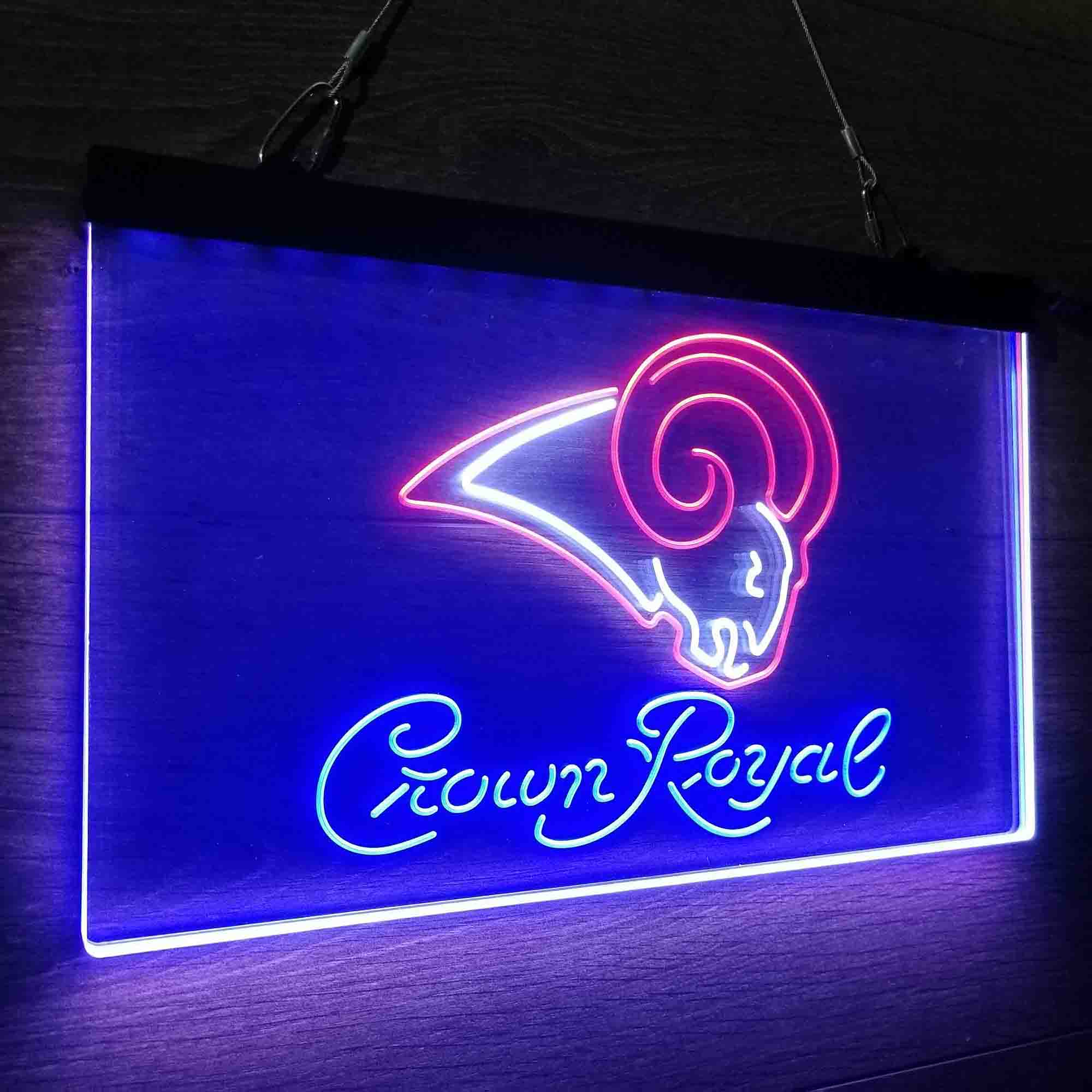 Crown Royal Bar Los Angeles Rams  Neon LED Sign 3 Colors