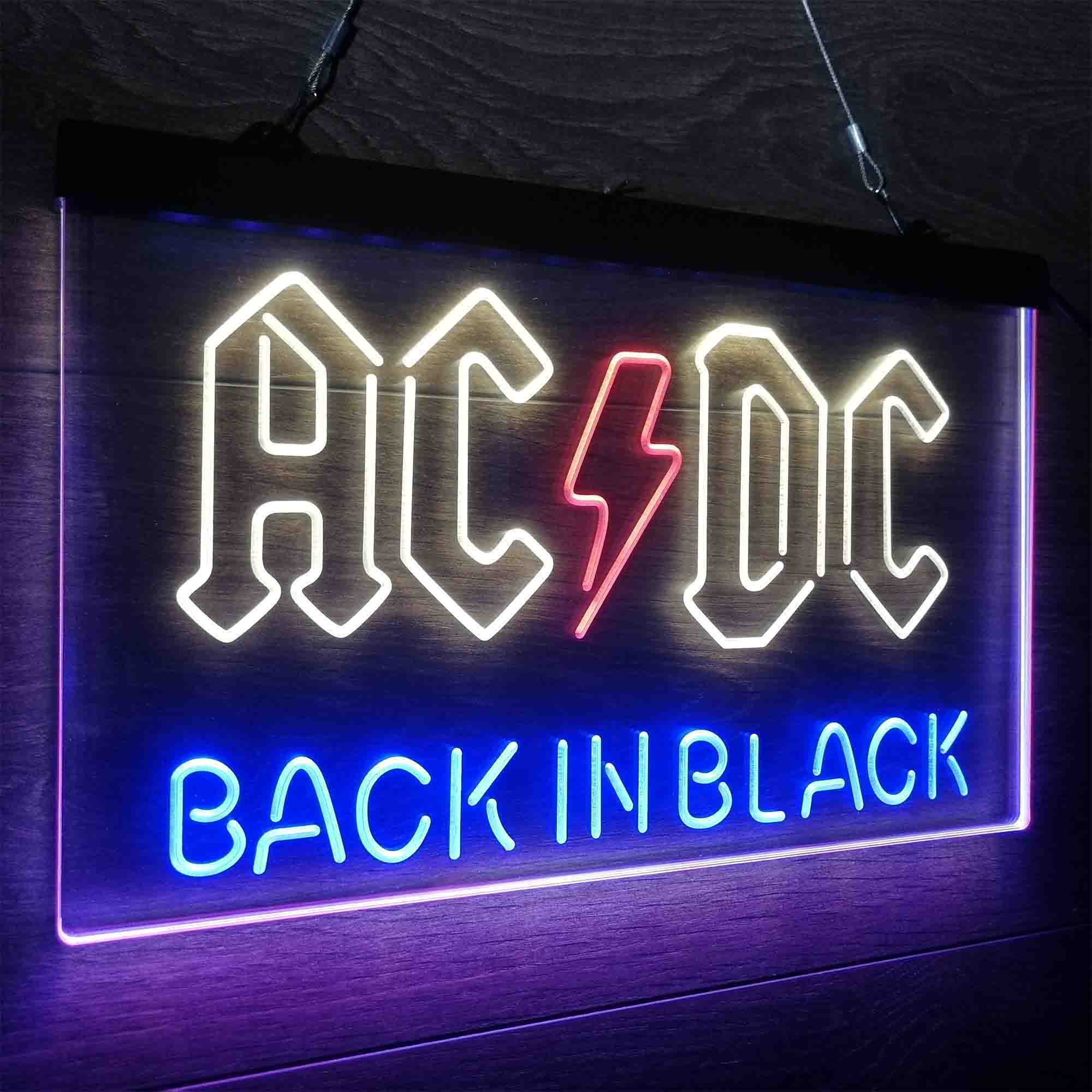 ACDC Back In Black Music Band Neon LED Sign 3 Colors