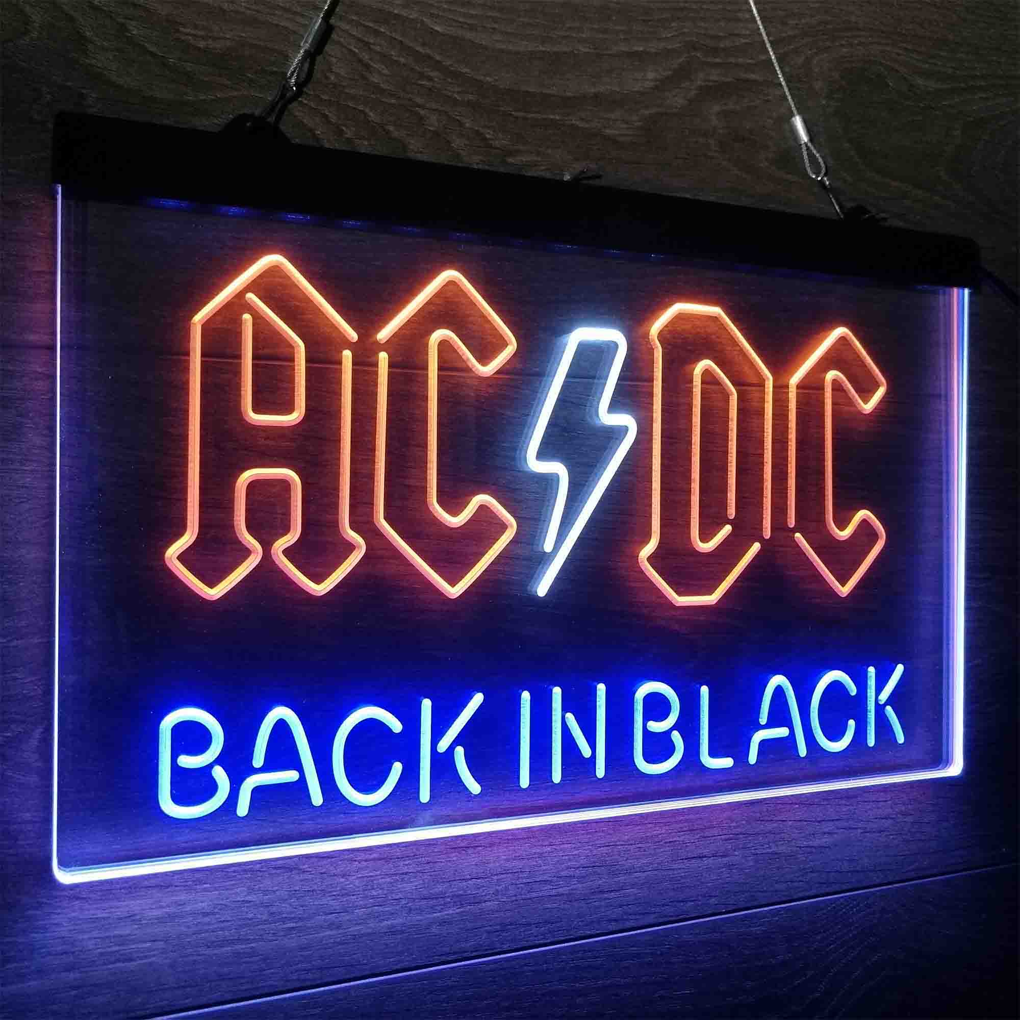 ACDC Back In Black Music Band Neon LED Sign 3 Colors