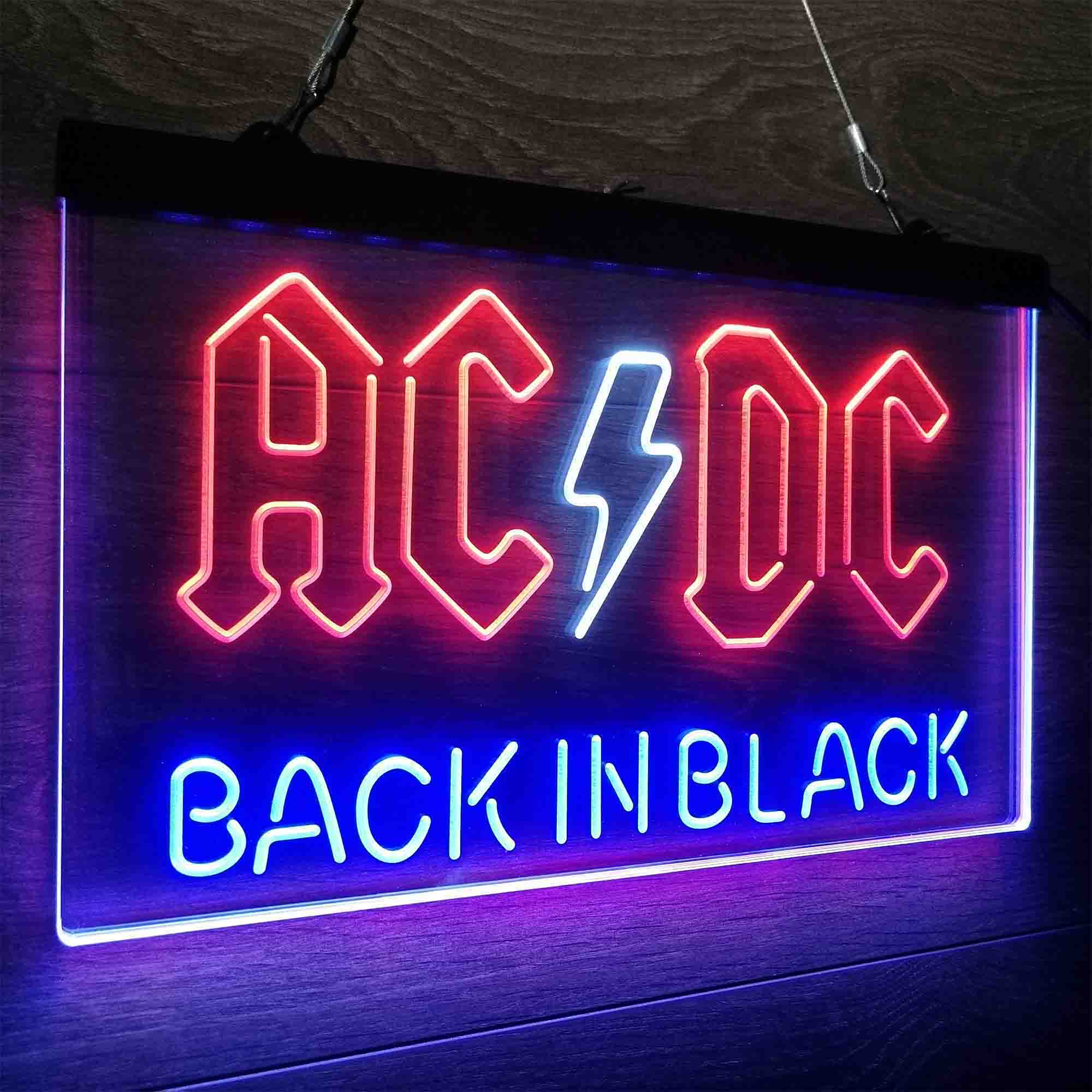 ACDC Back In Black Music Band Neon LED Sign 3 Colors