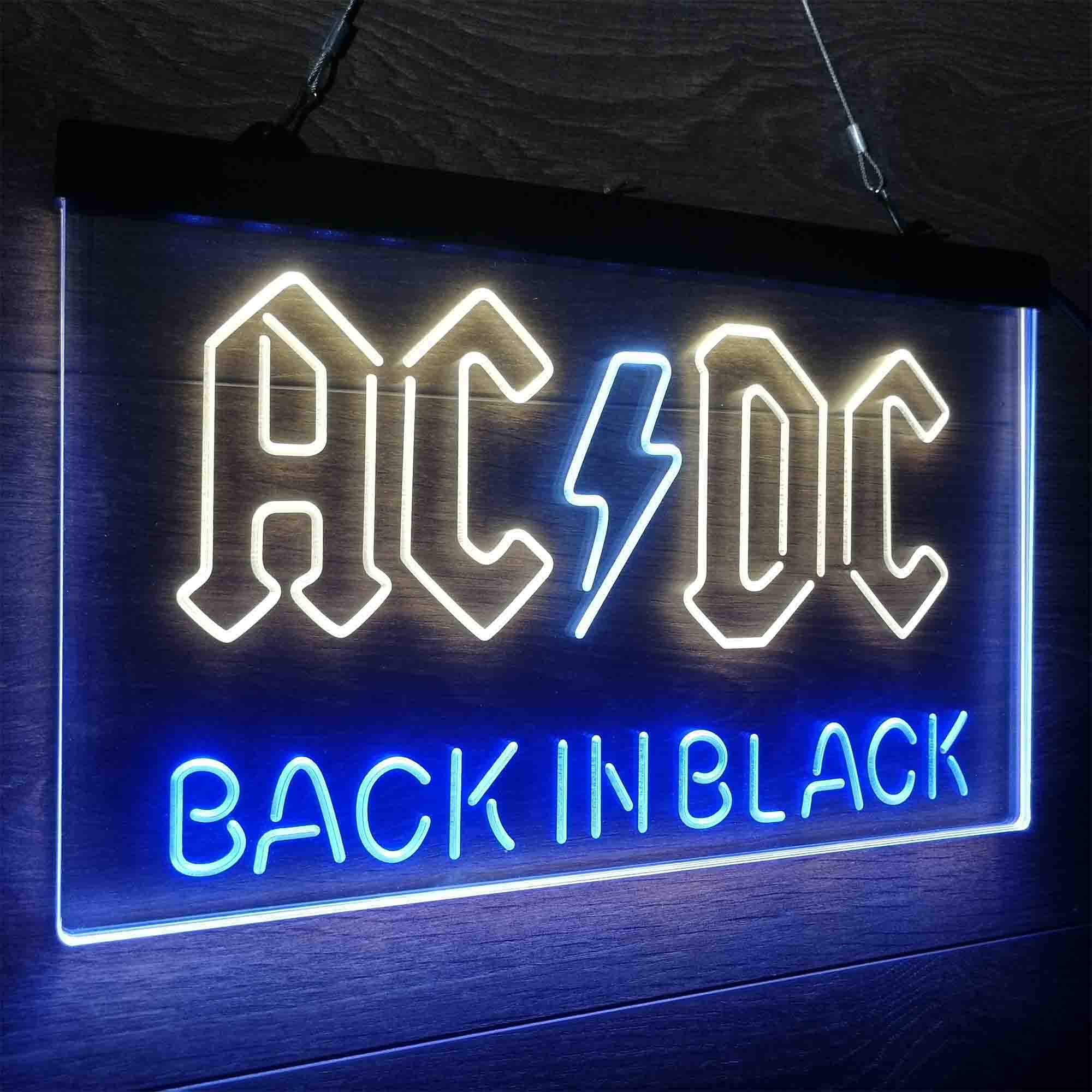 ACDC Back In Black Music Band Neon LED Sign 3 Colors