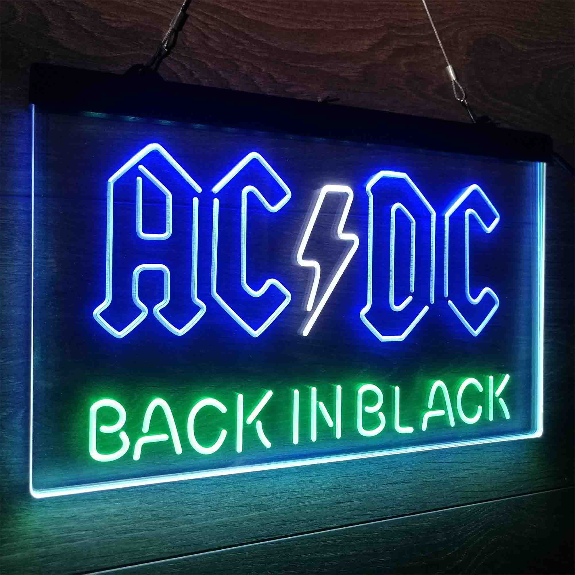 ACDC Back In Black Music Band Neon LED Sign 3 Colors