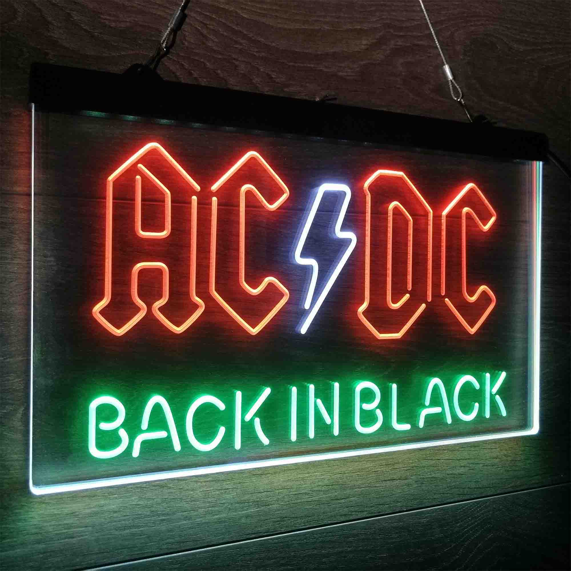 ACDC Back In Black Music Band Neon LED Sign 3 Colors