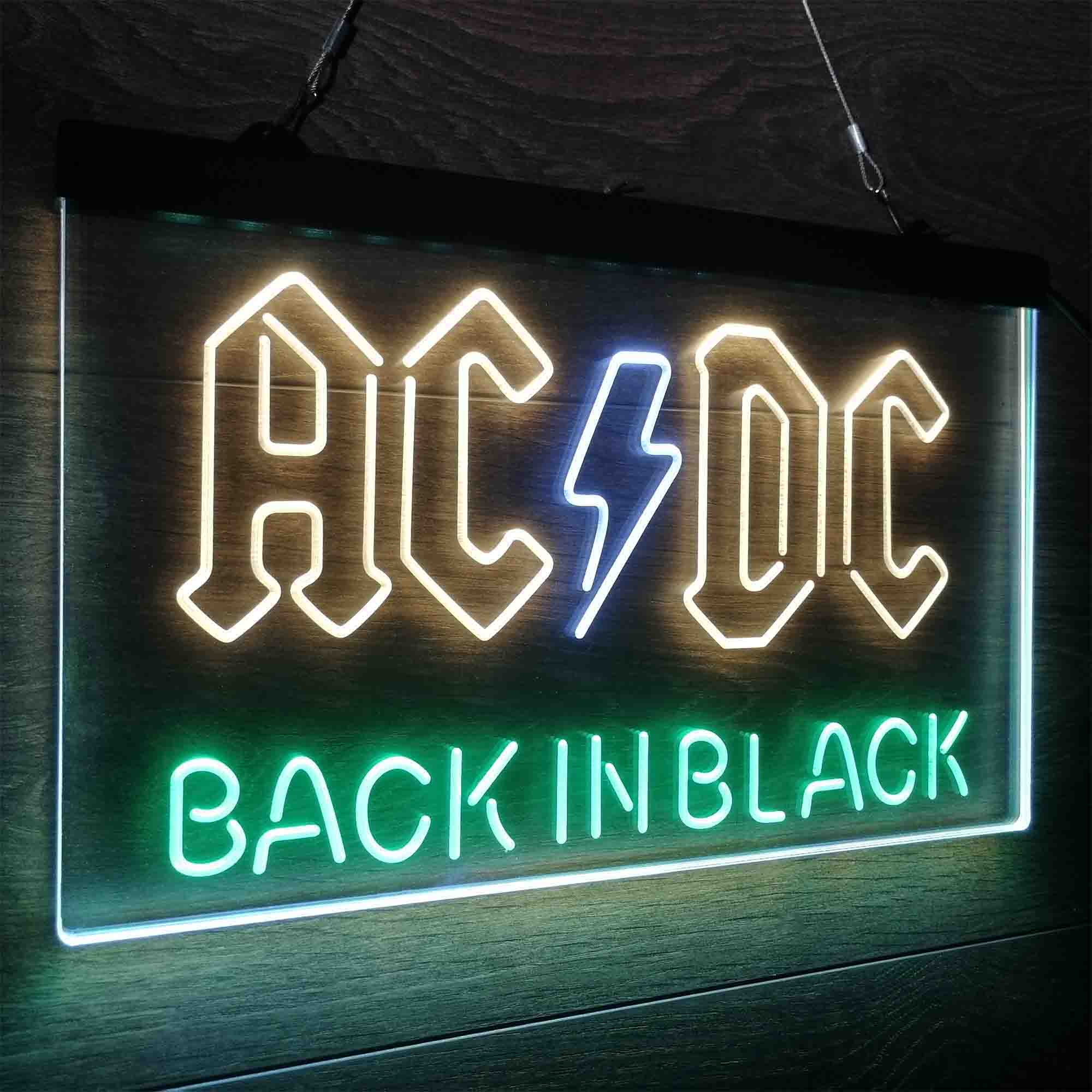 ACDC Back In Black Music Band Neon LED Sign 3 Colors