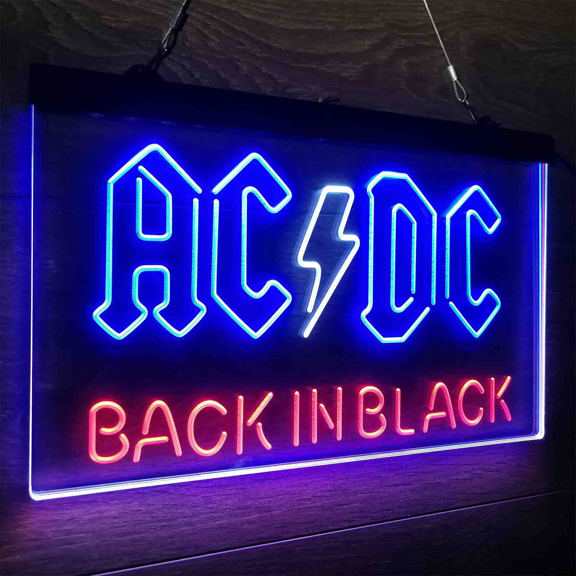 ACDC Back In Black Music Band Neon LED Sign 3 Colors