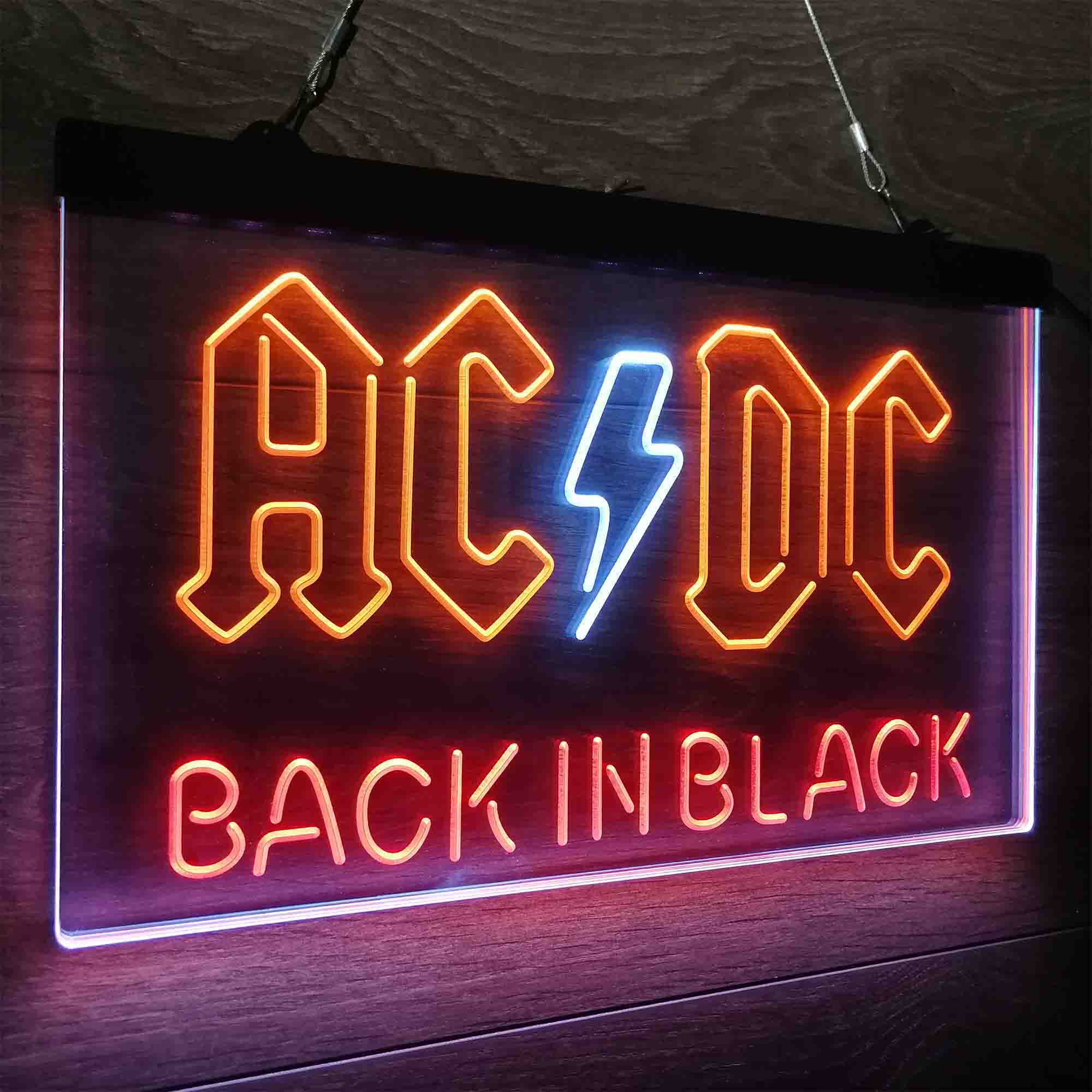 ACDC Back In Black Music Band Neon LED Sign 3 Colors