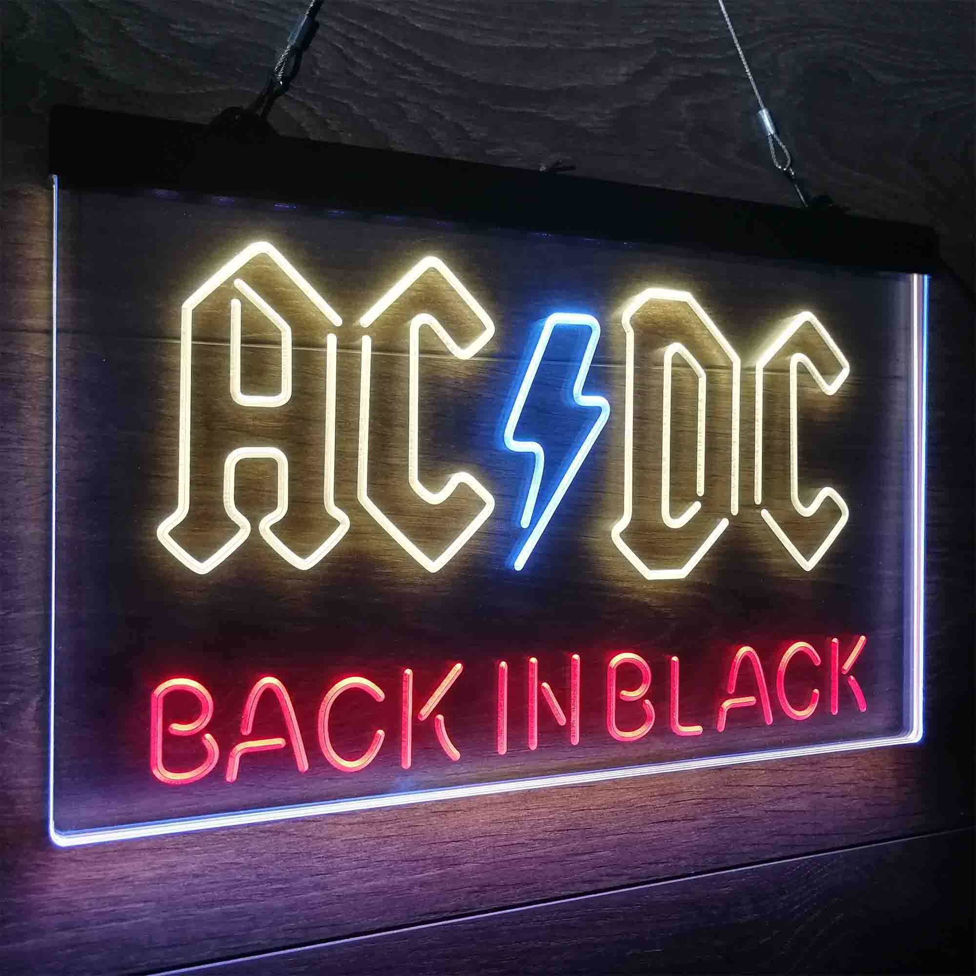 ACDC Back In Black Music Band Neon LED Sign 3 Colors