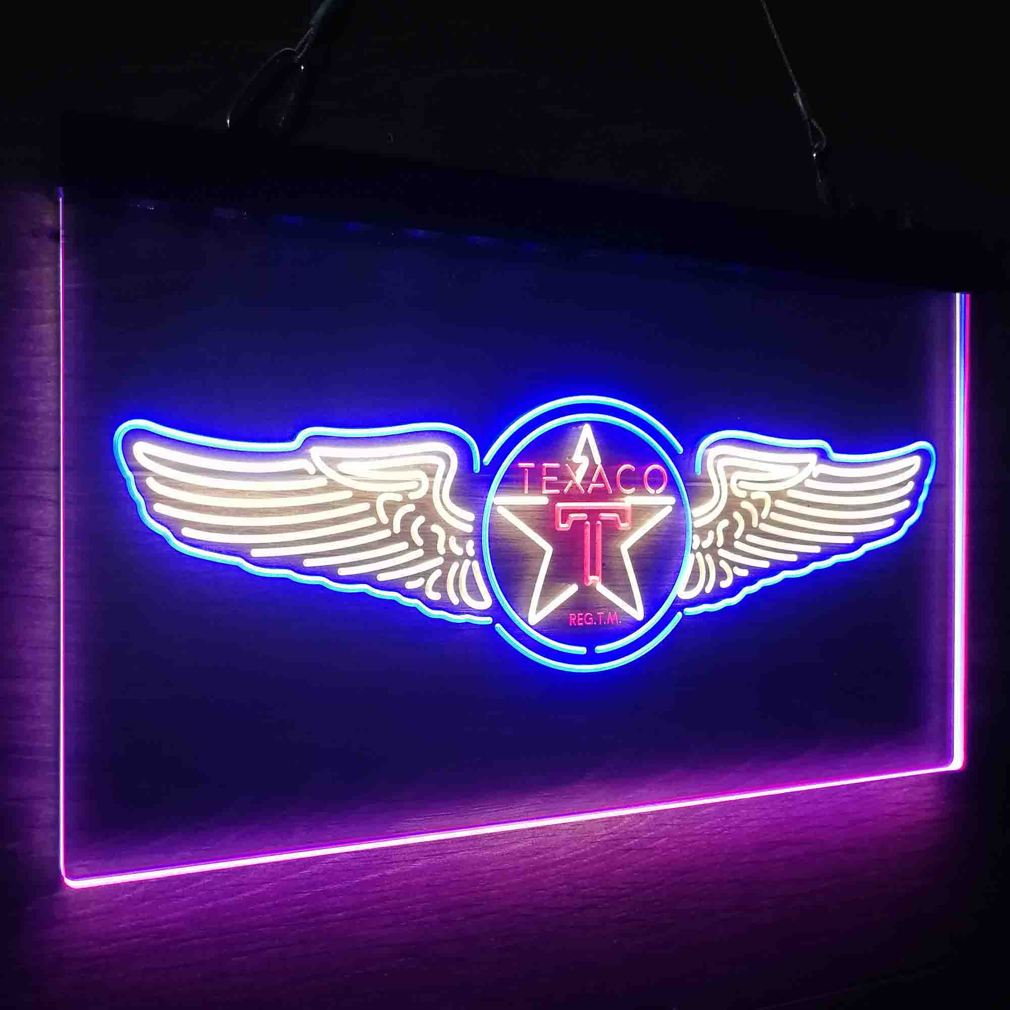 Texaco Oil Wing Star Neon LED Sign 3 Colors