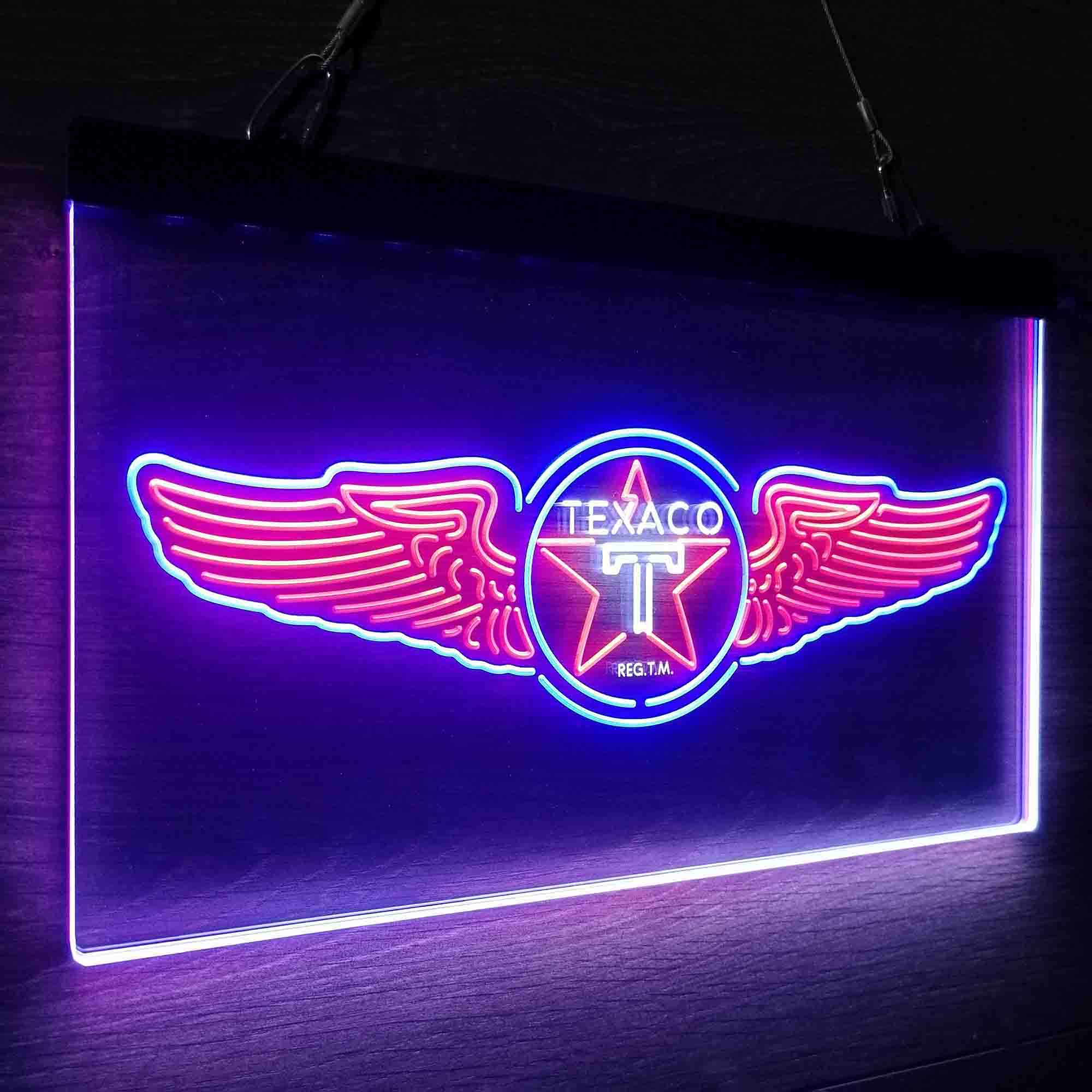 Texaco Oil Wing Star Neon LED Sign 3 Colors