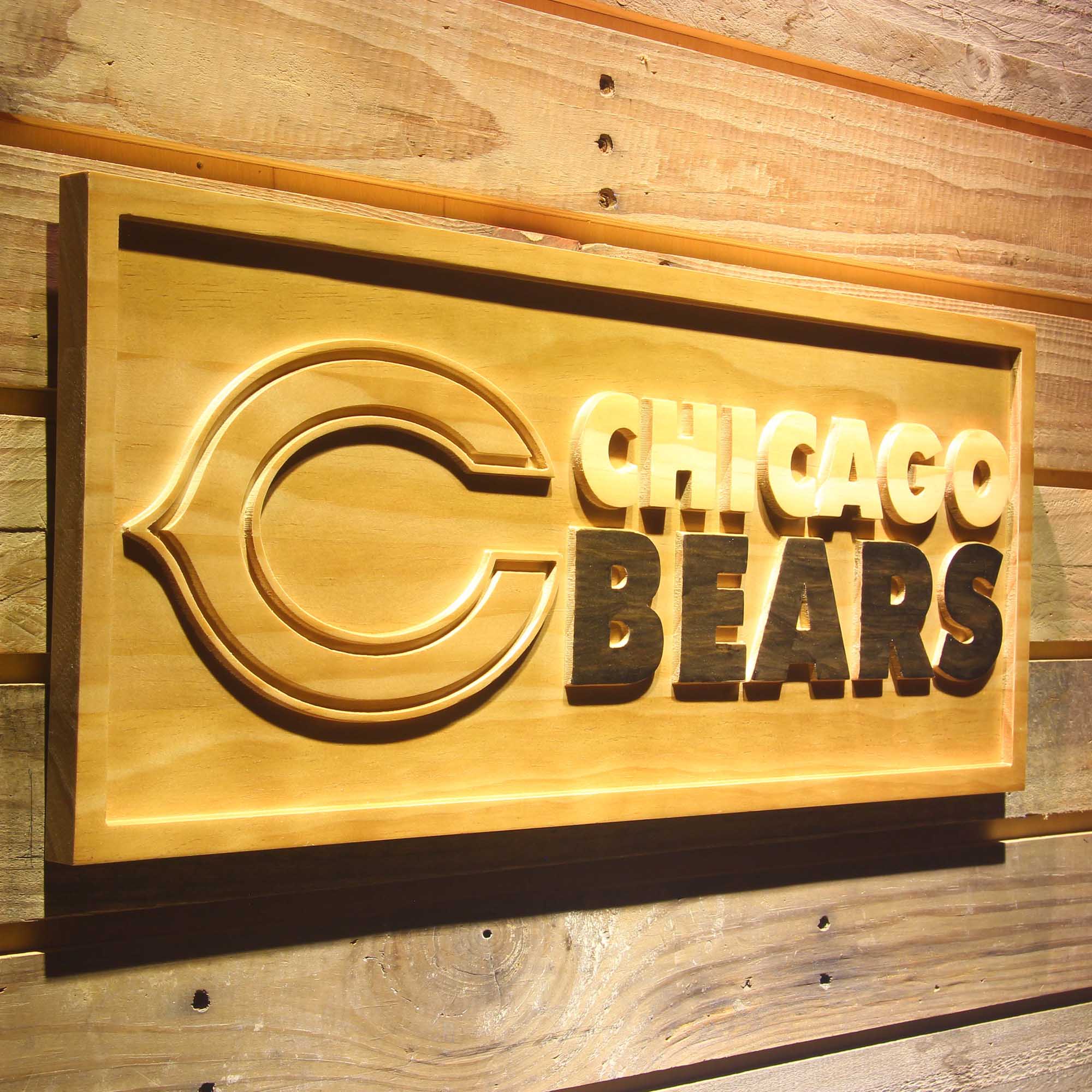 Chicago Bears  3D Solid Wooden Craving Sign