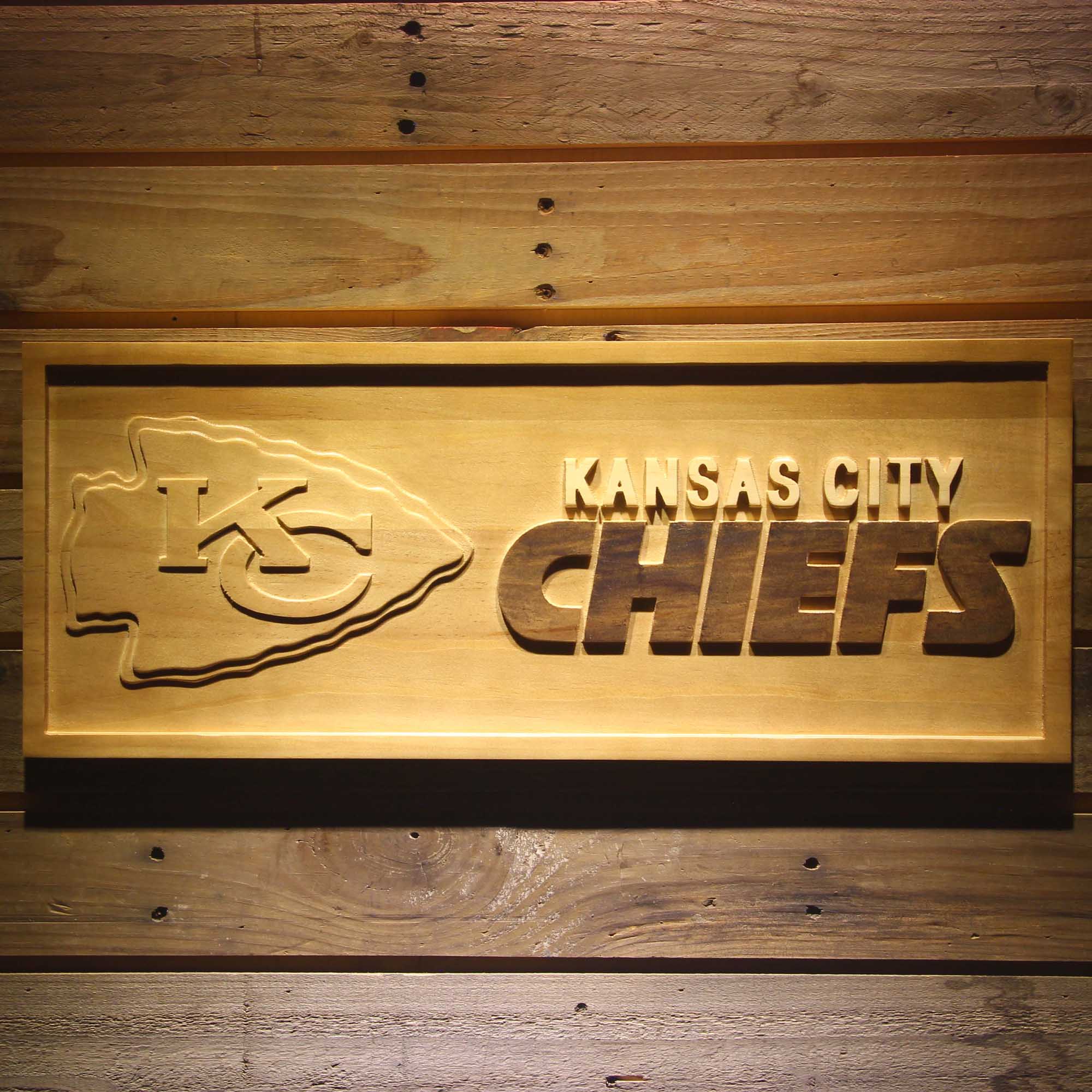 Kansas City Chiefs  3D Solid Wooden Craving Sign