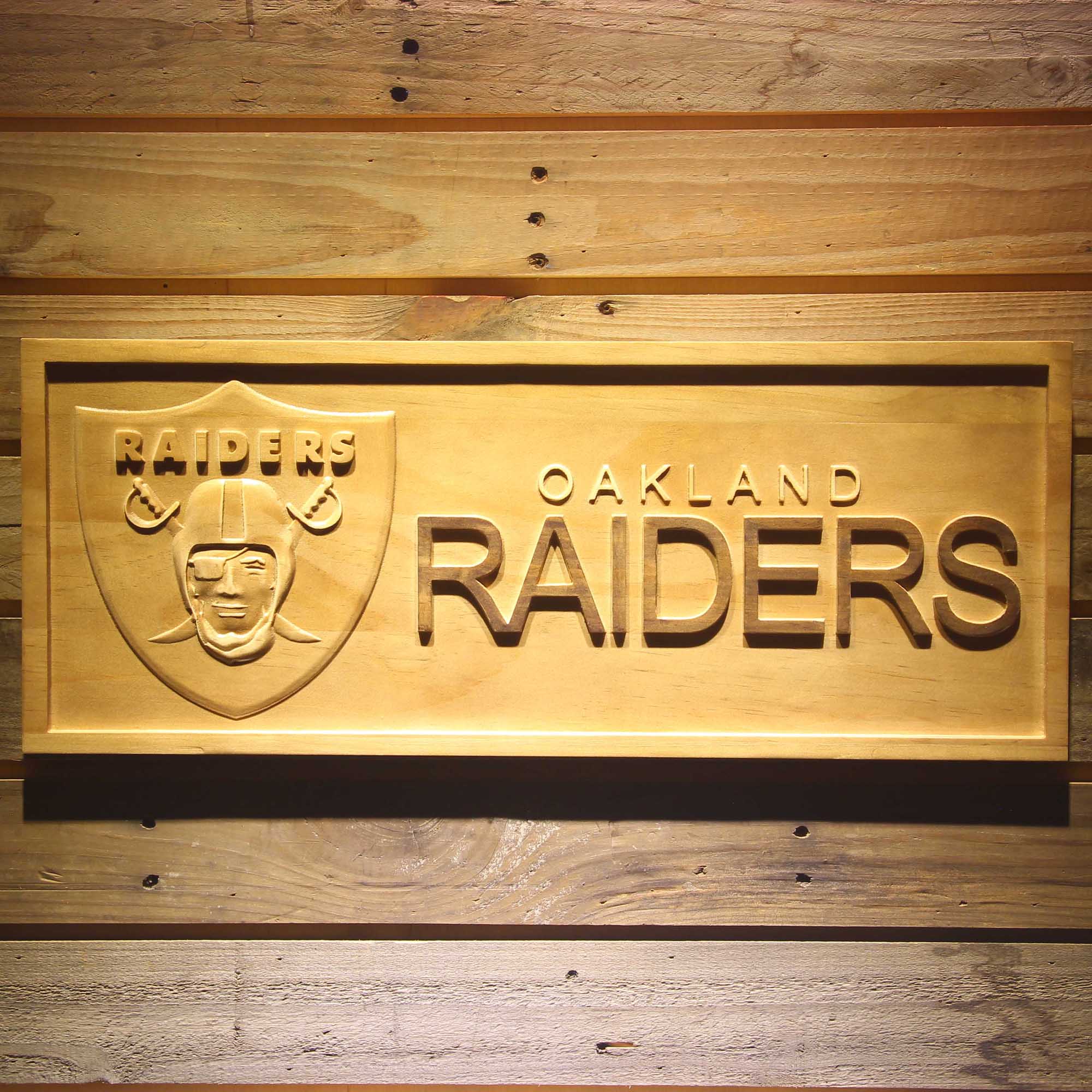 Oakland Raiders  3D Solid Wooden Craving Sign