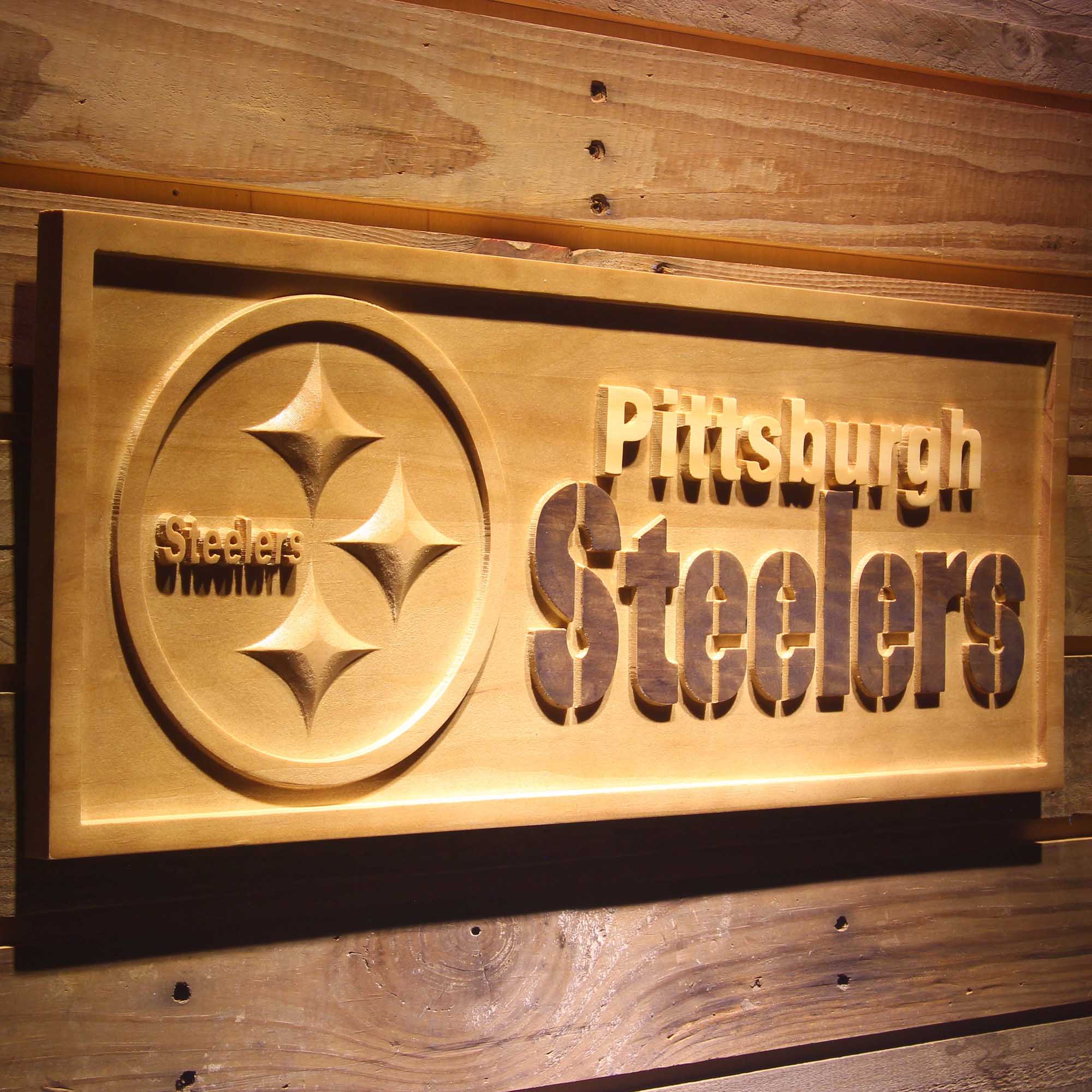 Pittsburgh Steelers  3D Solid Wooden Craving Sign