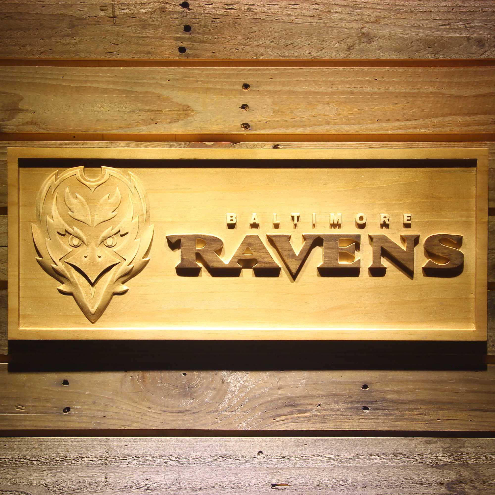 Baltimore Ravens  3D Solid Wooden Craving Sign