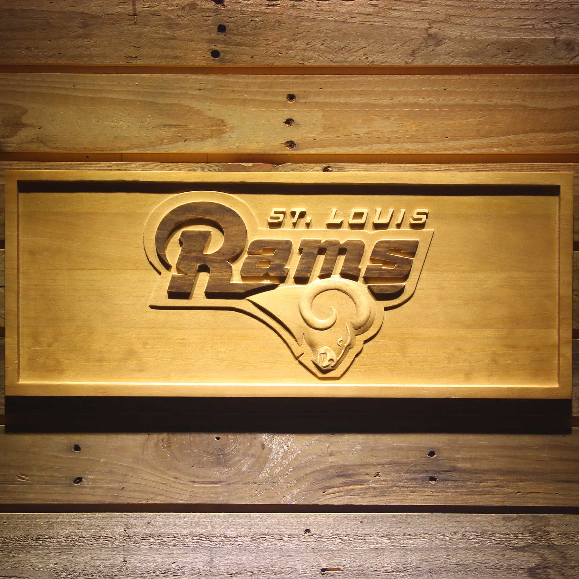 St. Louis Rams  3D Solid Wooden Craving Sign