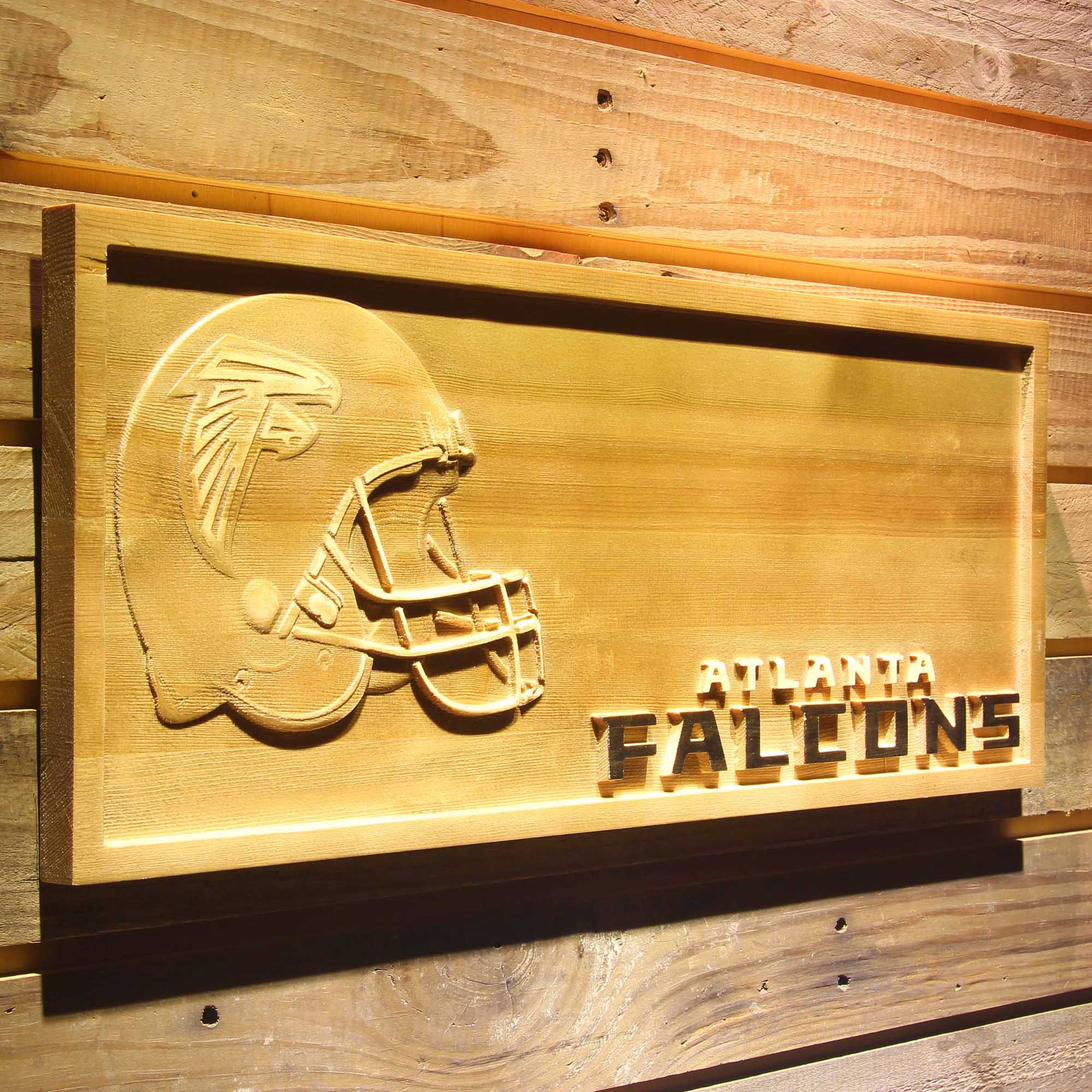 Atlanta Falcons 3D Solid Wooden Craving Sign