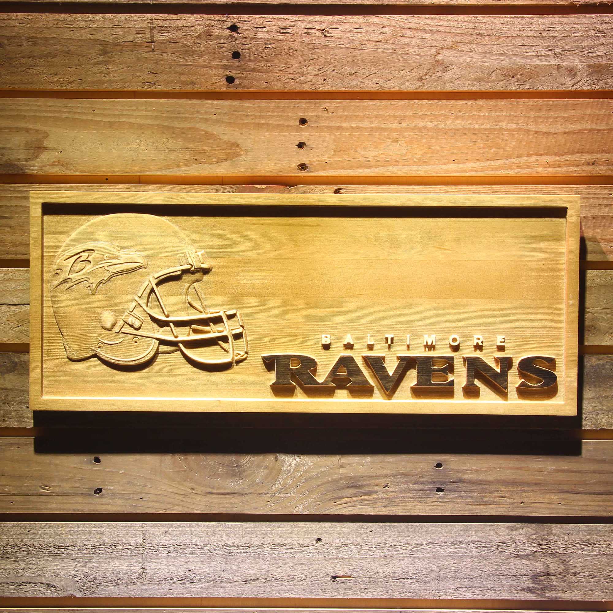 Baltimore Ravens 3D Solid Wooden Craving Sign