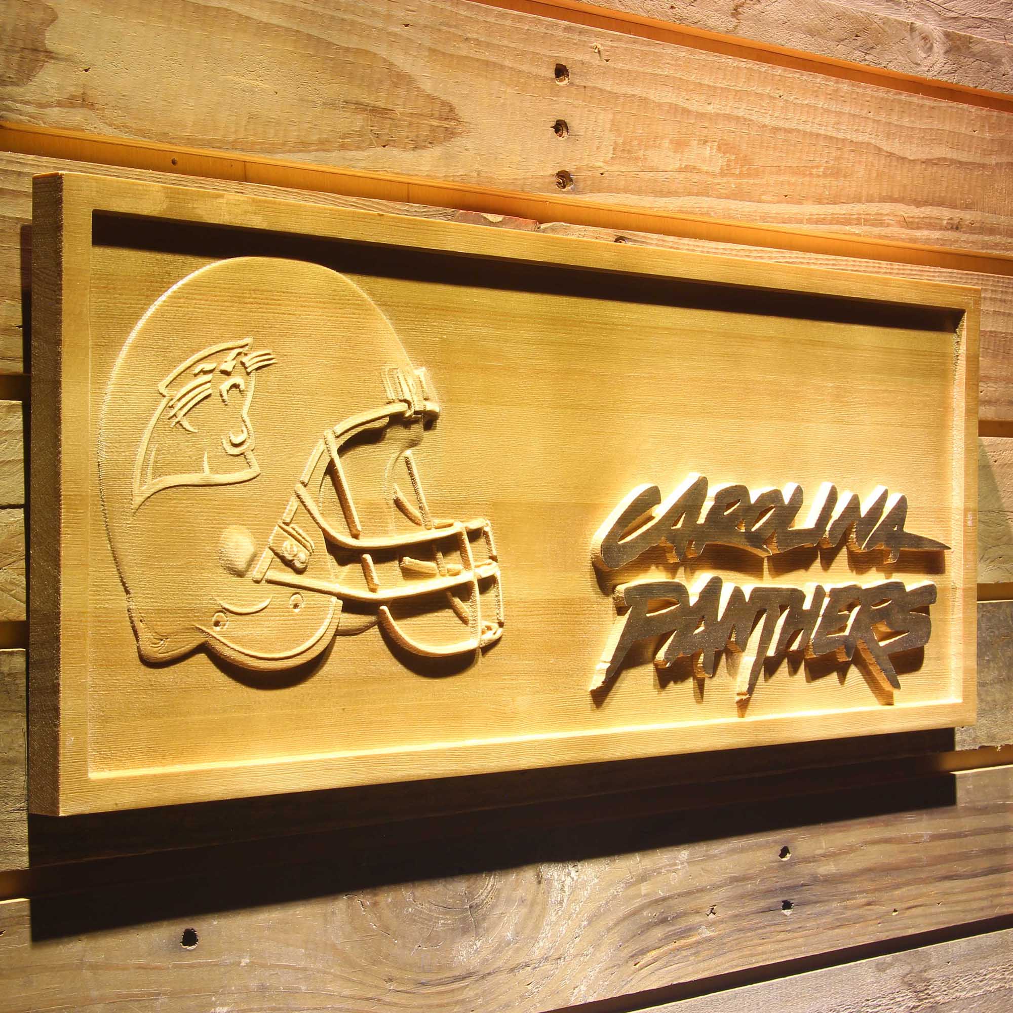 Carolina Panthers 3D Solid Wooden Craving Sign