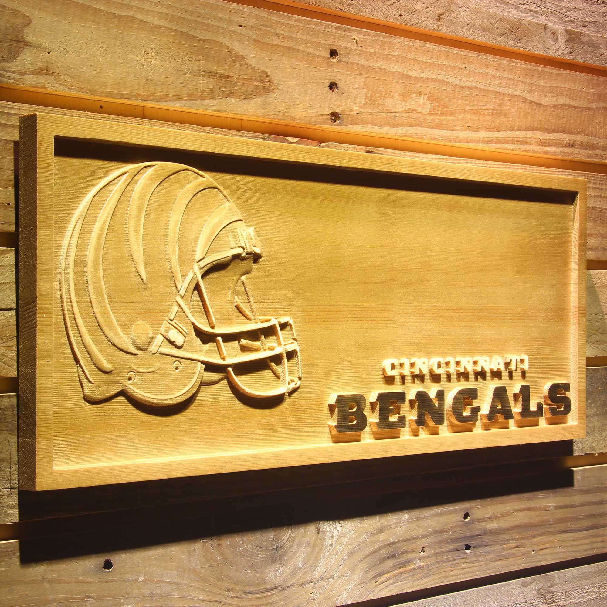 Cincinnati Bengals 3D Solid Wooden Craving Sign