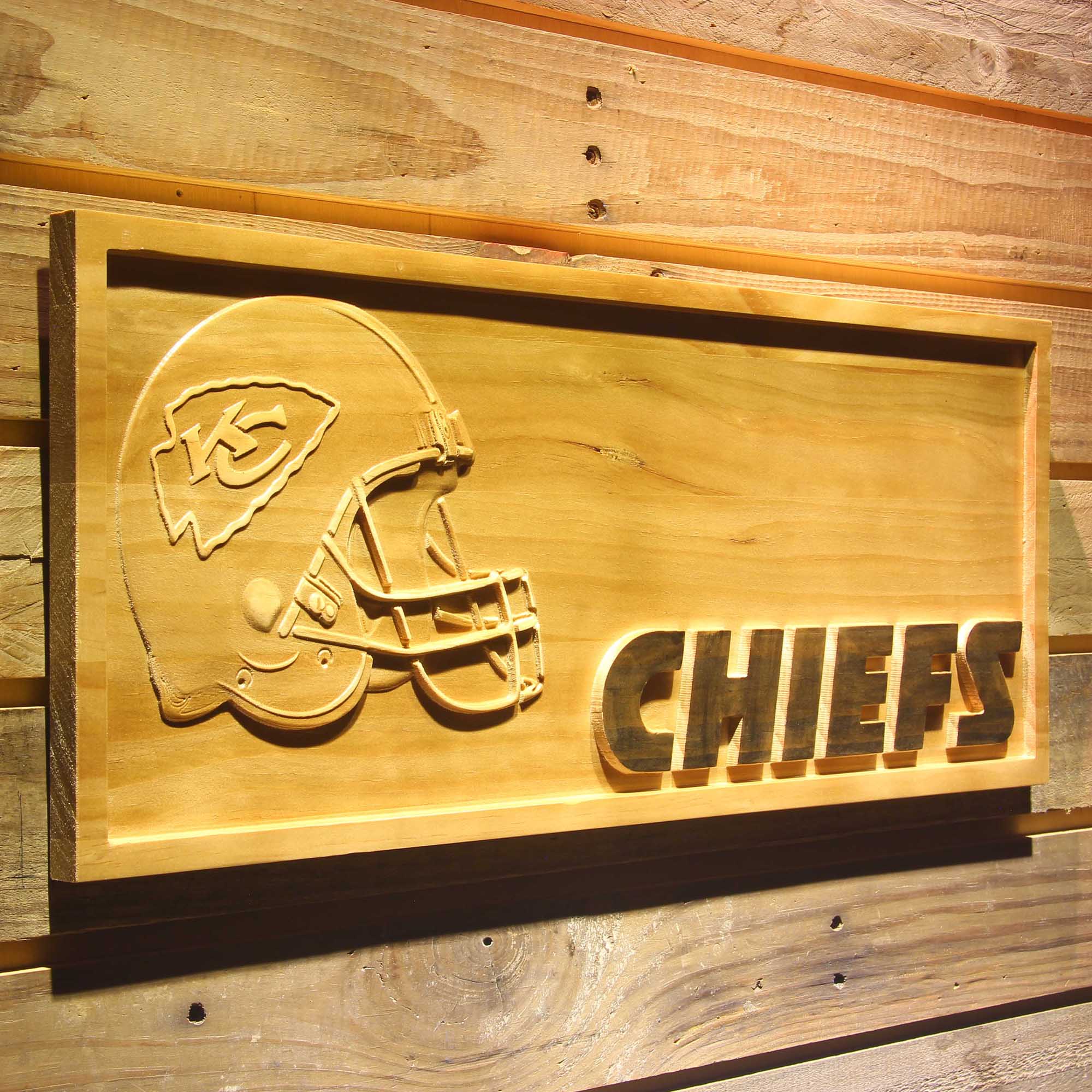 Kansas City Chiefs 3D Solid Wooden Craving Sign