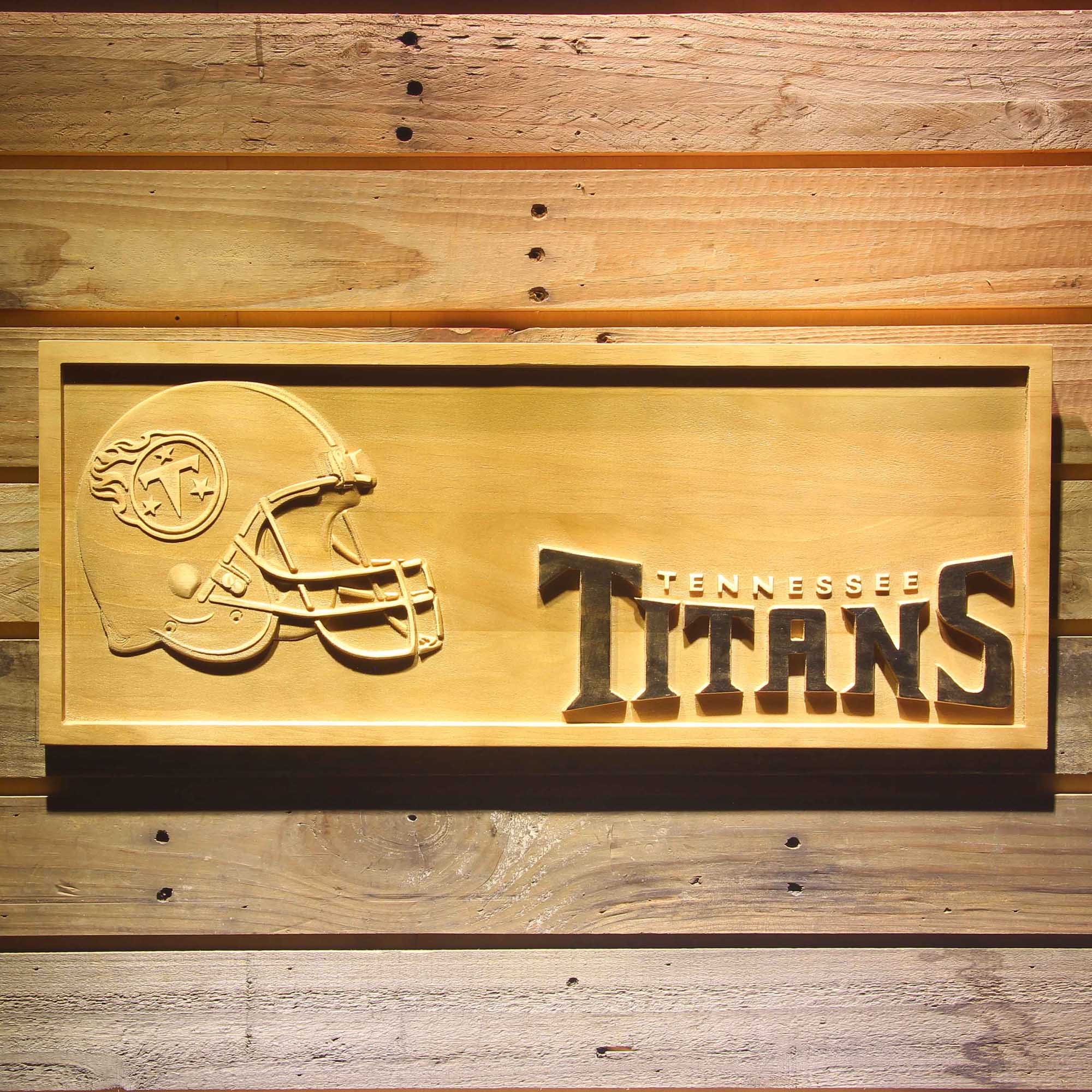 Tennessee Titans 3D Solid Wooden Craving Sign