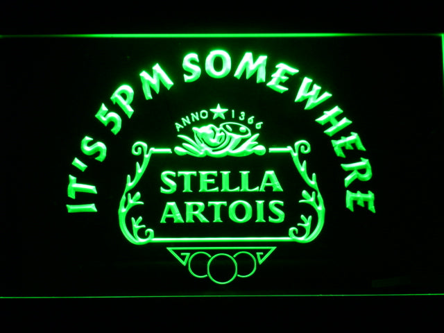 Stella Artois Crest It's 5 pm Somewhere Neon Light LED Sign