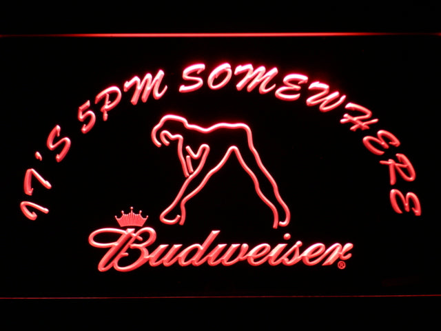 Budweiser Woman's Silhouette It's 5pm Somewhere Neon Light LED Sign