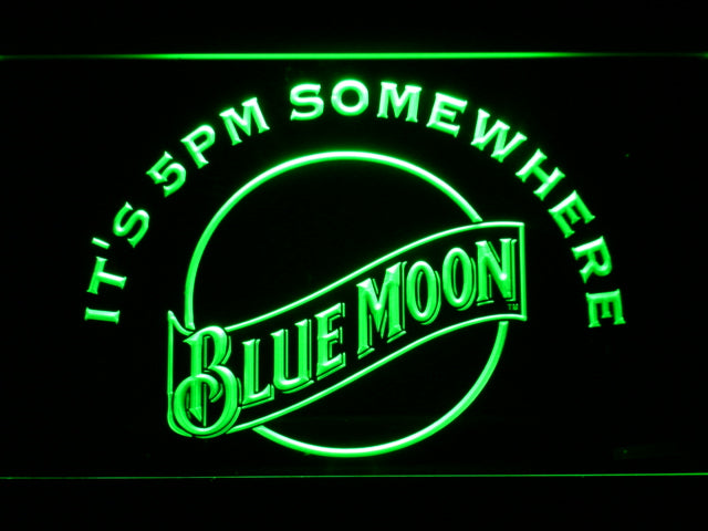 Blue Moon Beer It's 5Pm Somewhere Neon Light LED Sign