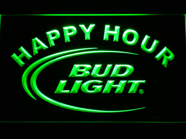 Bud Light Beer Happy Hour Neon Light LED Sign
