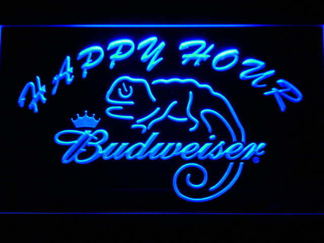 Budweiser Lizard Happy Hour Bar Neon Light LED Sign