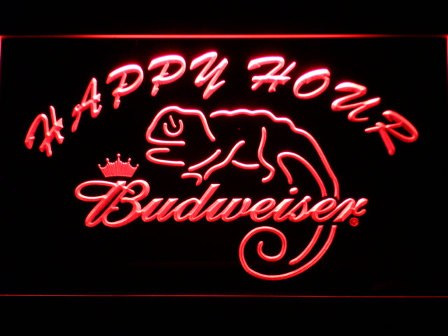 Budweiser Lizard Happy Hour Bar Neon Light LED Sign