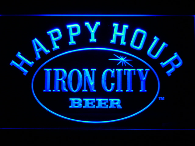 Iron City Happy Hour Neon Light LED Sign