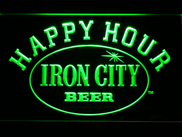 Iron City Happy Hour Neon Light LED Sign