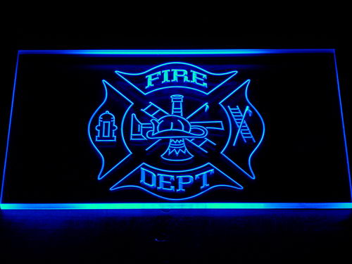 Fire Department Helmet Ladder Axe badge Neon Light LED Sign