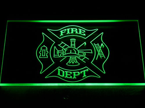 Fire Department Helmet Ladder Axe badge Neon Light LED Sign