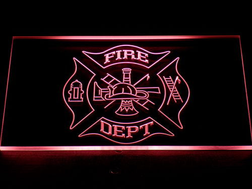 Fire Department Helmet Ladder Axe badge Neon Light LED Sign